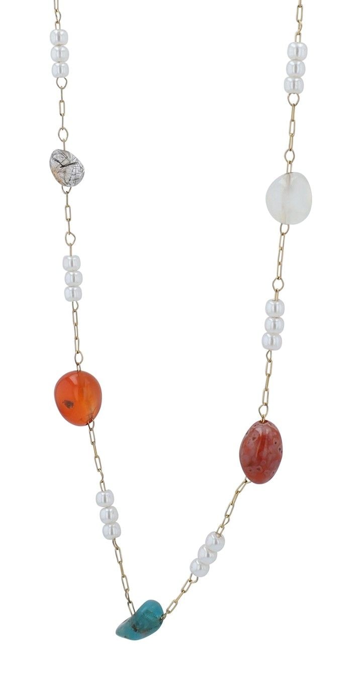 Adelia´s Gliederkette »Damen Halskette aus Edelstahl mit Süßwasserperle 40 cm«
