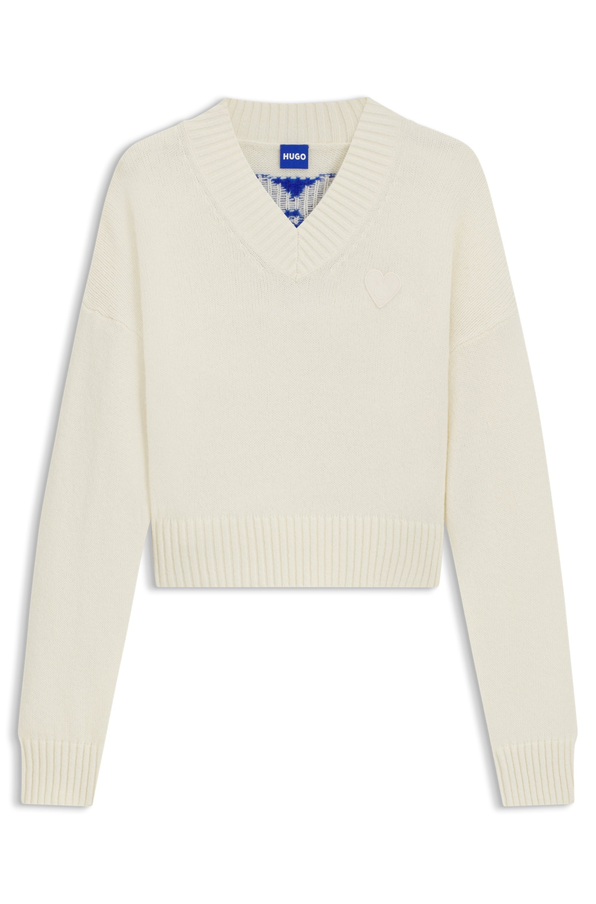 HUGO Blue Strickpullover »Scutie«, Relaxed Fit, in Cropped-Länge