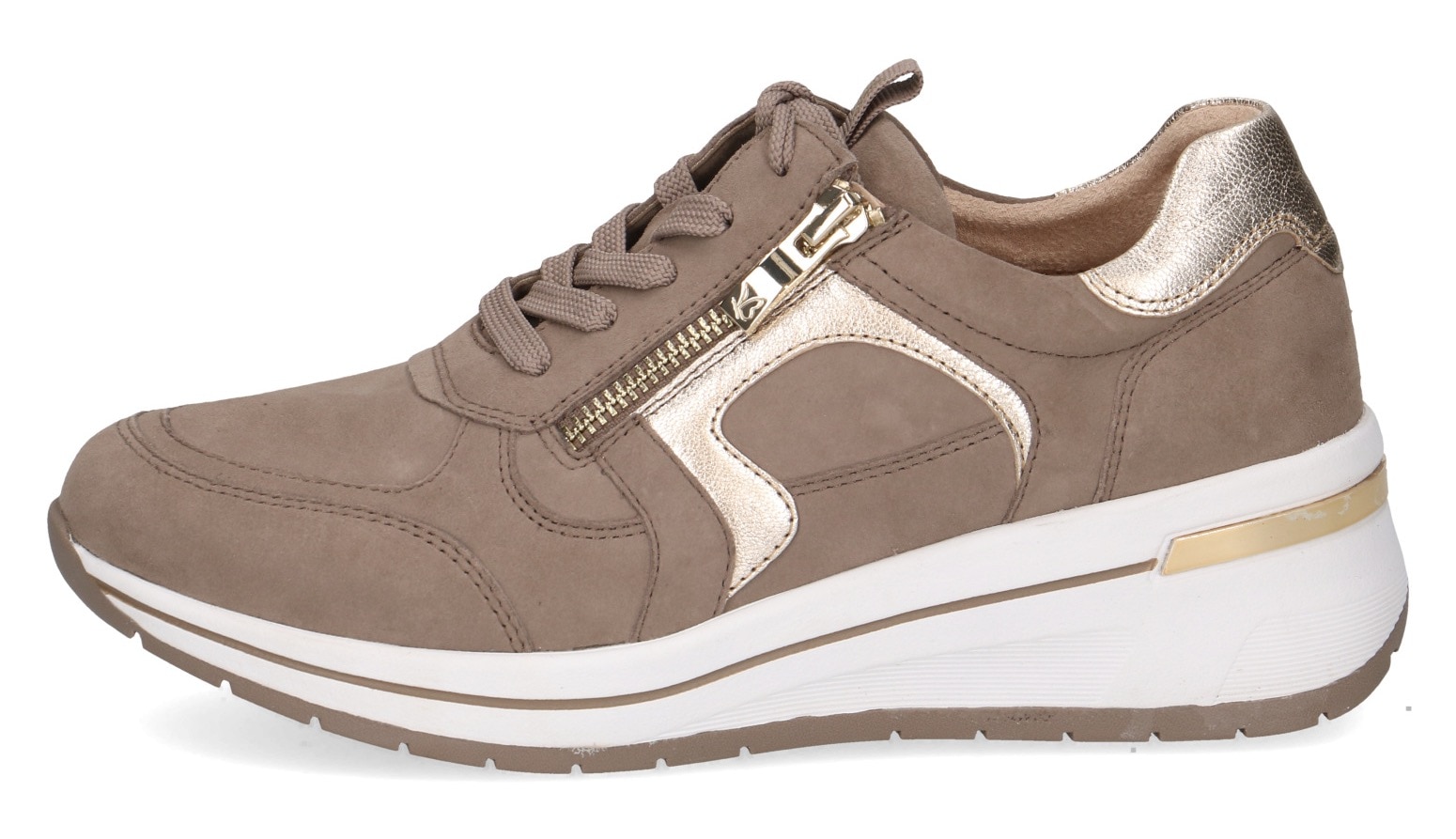 Caprice Keilsneaker, Freizeitschuh, Halbschuh, Schnürschuh mit Kontrastbesatz, Weite H