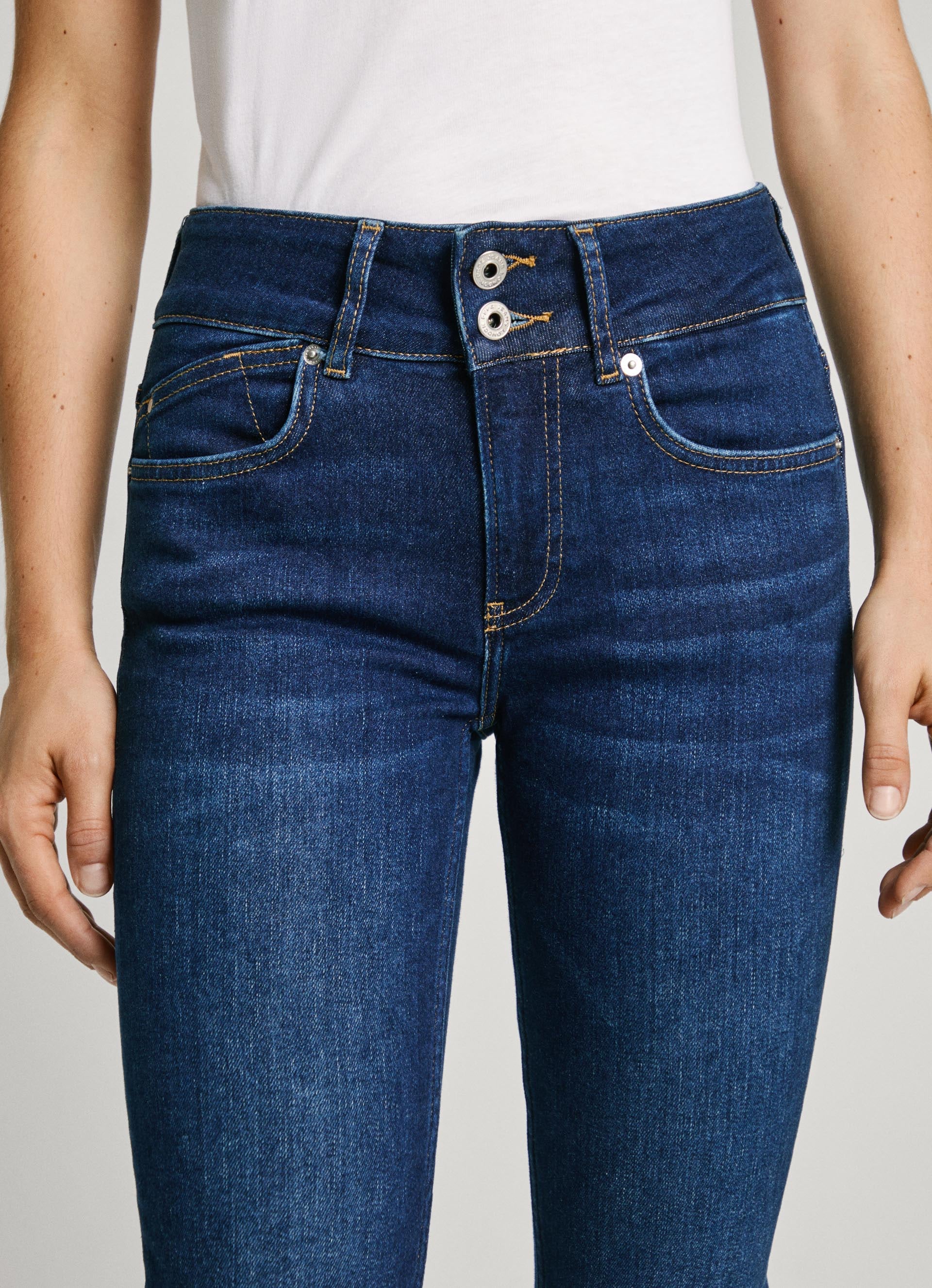 Pepe Jeans Slim-fit-Jeans »SLIM JEANS MW«, mit extrabreitem Bund mit Doppelknopf-Verschluss