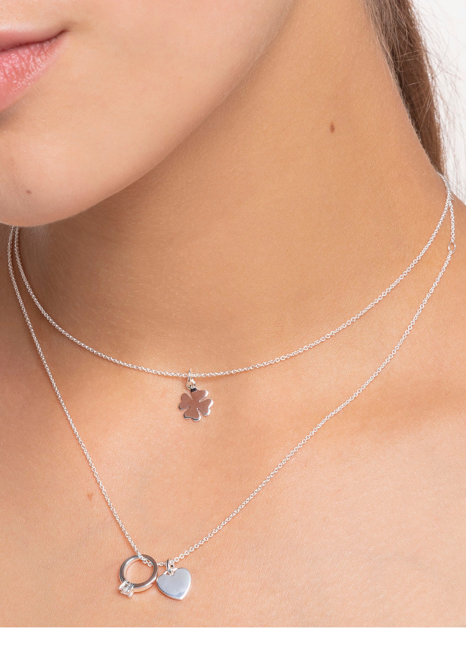 THOMAS SABO Kette mit Anhänger »Kleeblatt silber, KE2037-001-21-L45V«