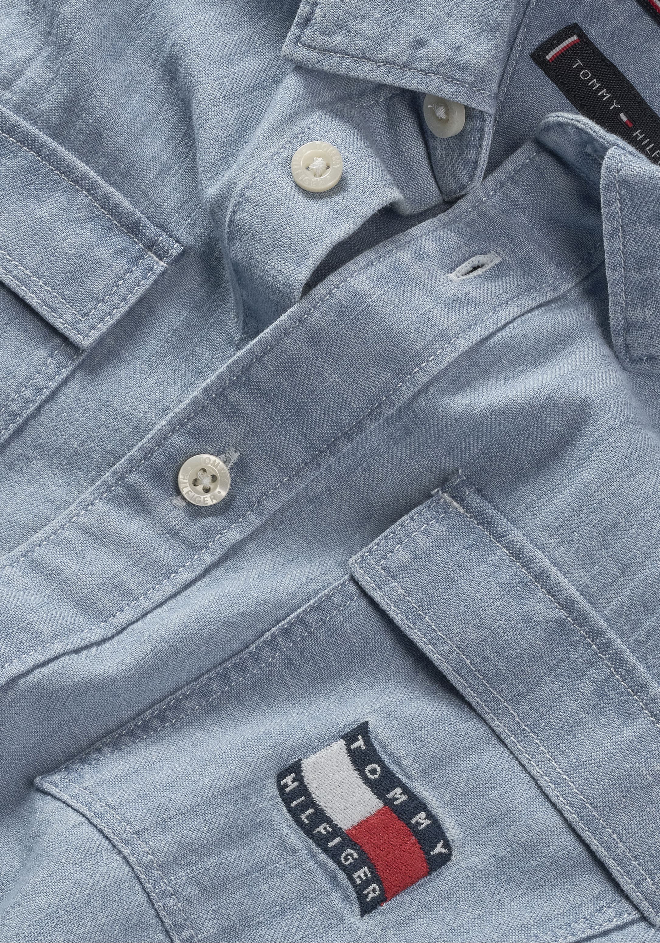 Tommy Hilfiger Kurzarmhemd »WAVY FLAG HERRINGBONE SHIRT SHORT SLEEVE« Kinder bis 16 Jahre, Denim-Look