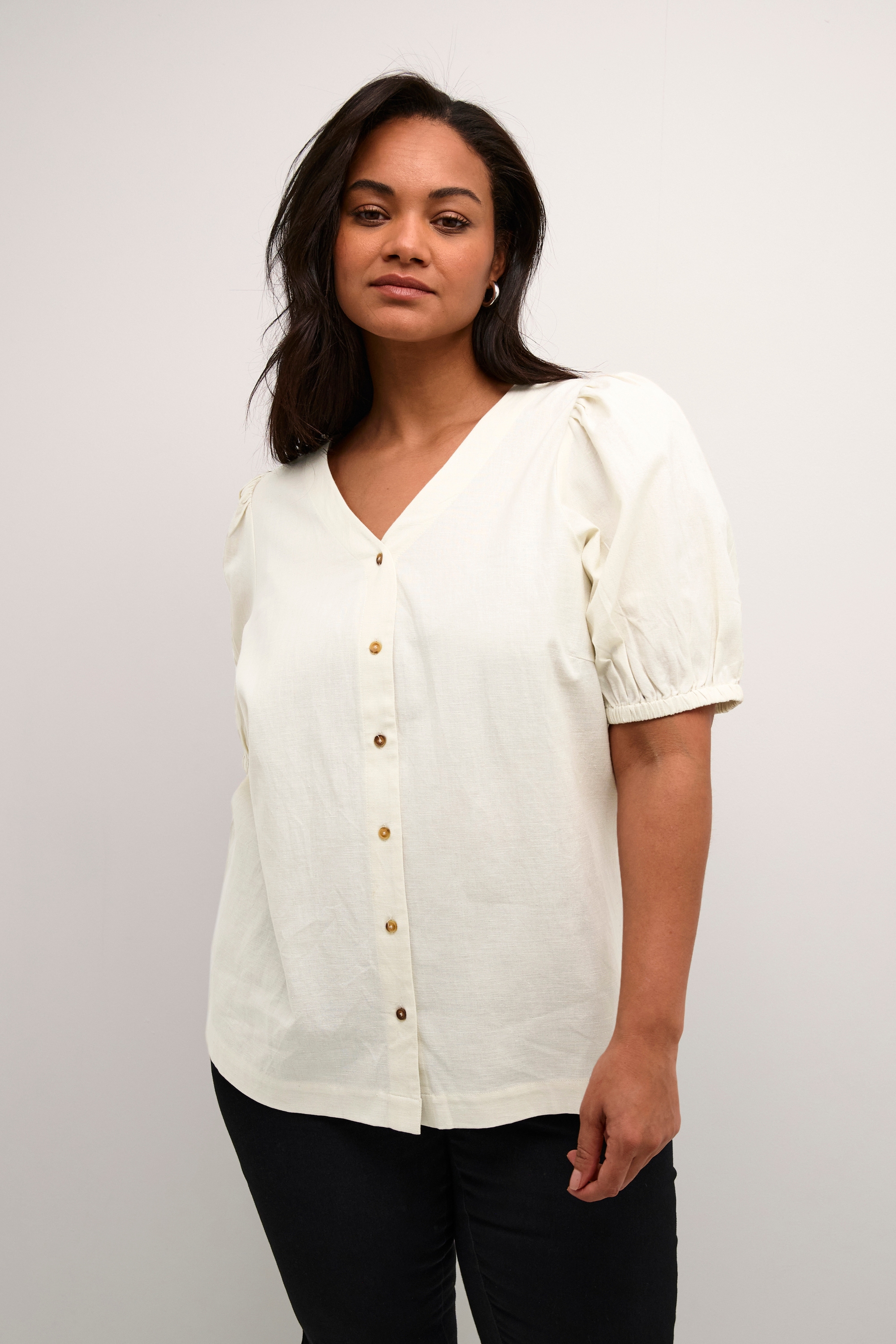 KAFFE Curve Kurzarmbluse »Damen Bluse kurzarm KCvicca«