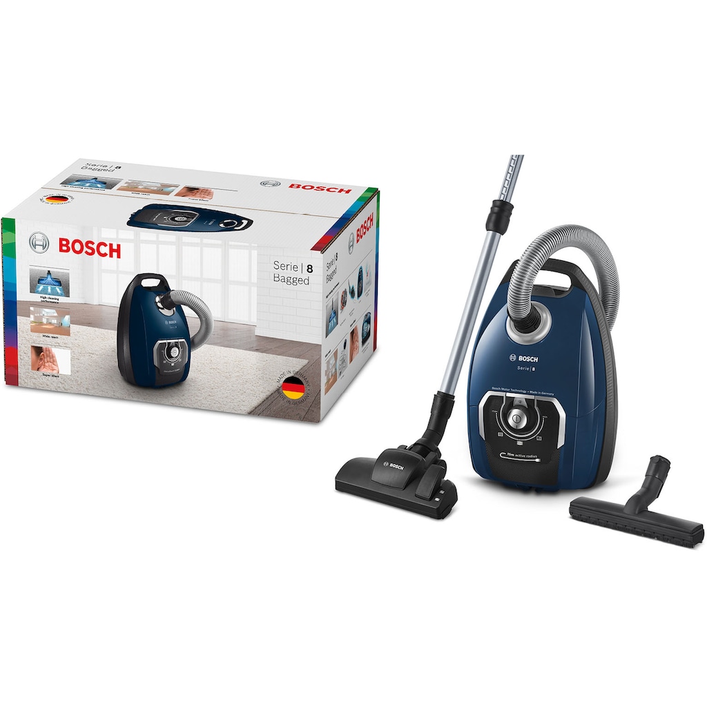 BOSCH Bodenstaubsauger »BGB75X494, Serie 8, blau«, 650 W, mit Beutel