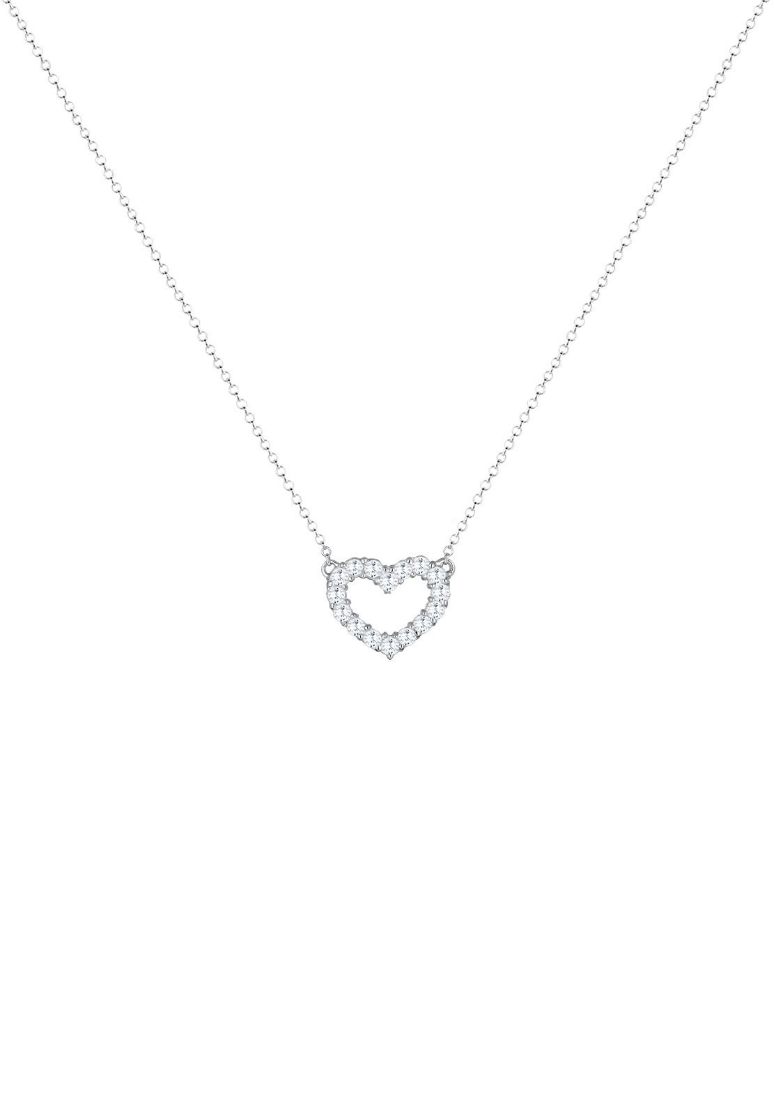 Elli Silberkette »Halskette Herz Zirkonia Weiß 925 Sterling Silber«
