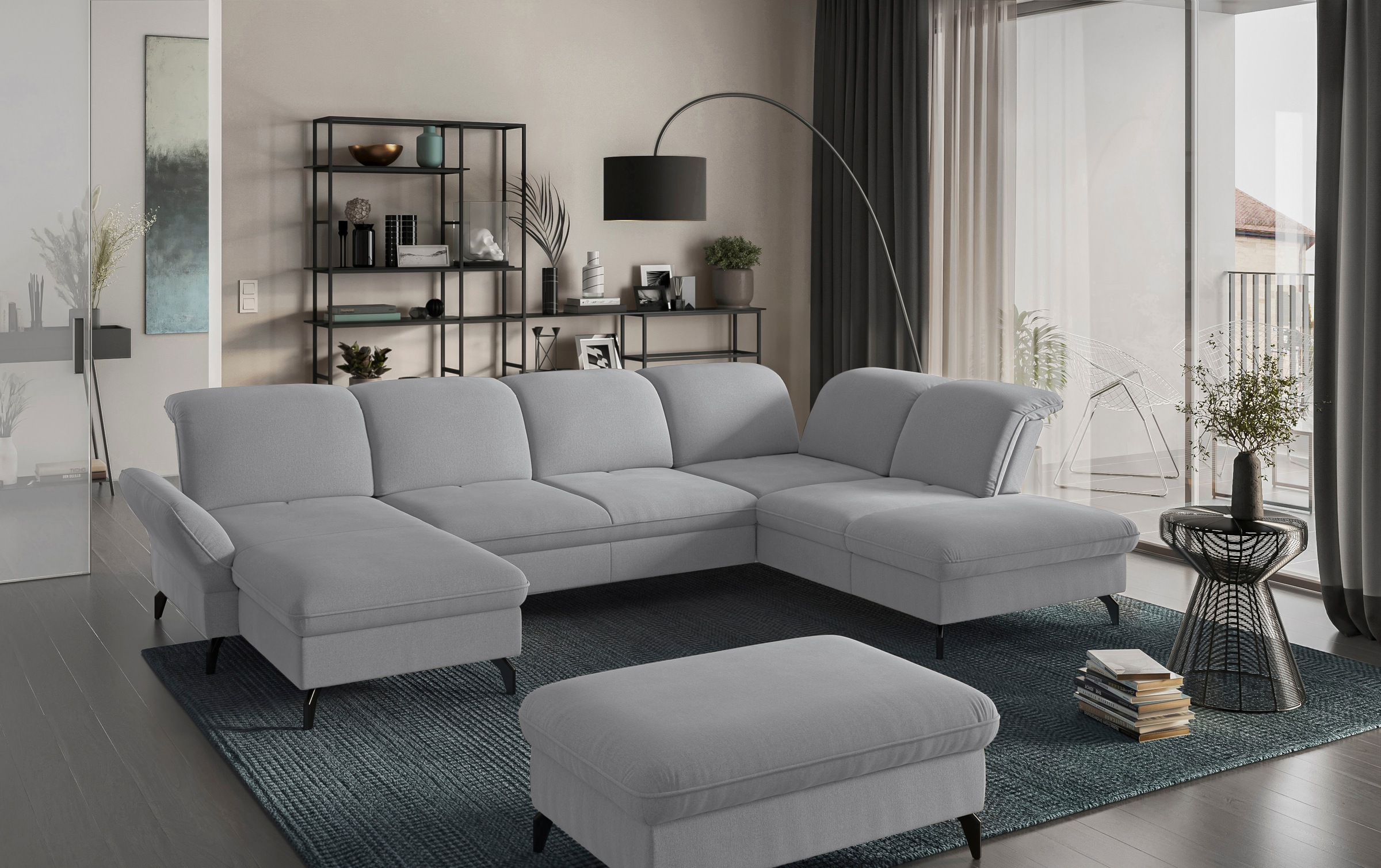 sit&more Wohnlandschaft »Leandro U-Form«, Wahlweise mit Bett-, Kopfteil - und Armlehnfunktion, sowie Bettkasten