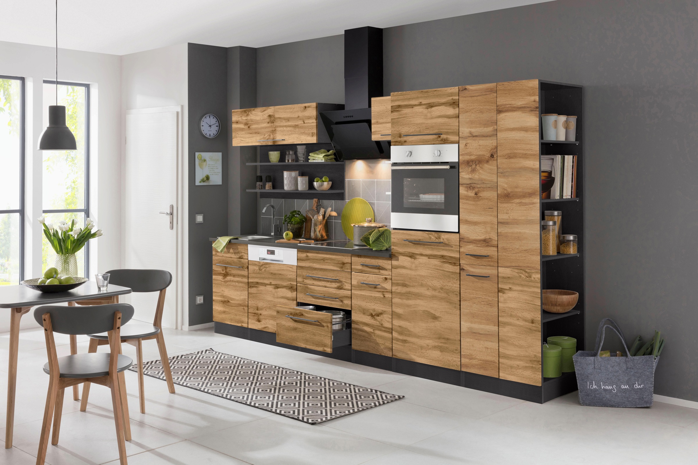 KOCHSTATION Anbauregal »KS-Tulsa« 30 cm breit, 200 cm hoch, mit 5 Fächern, MDF Front