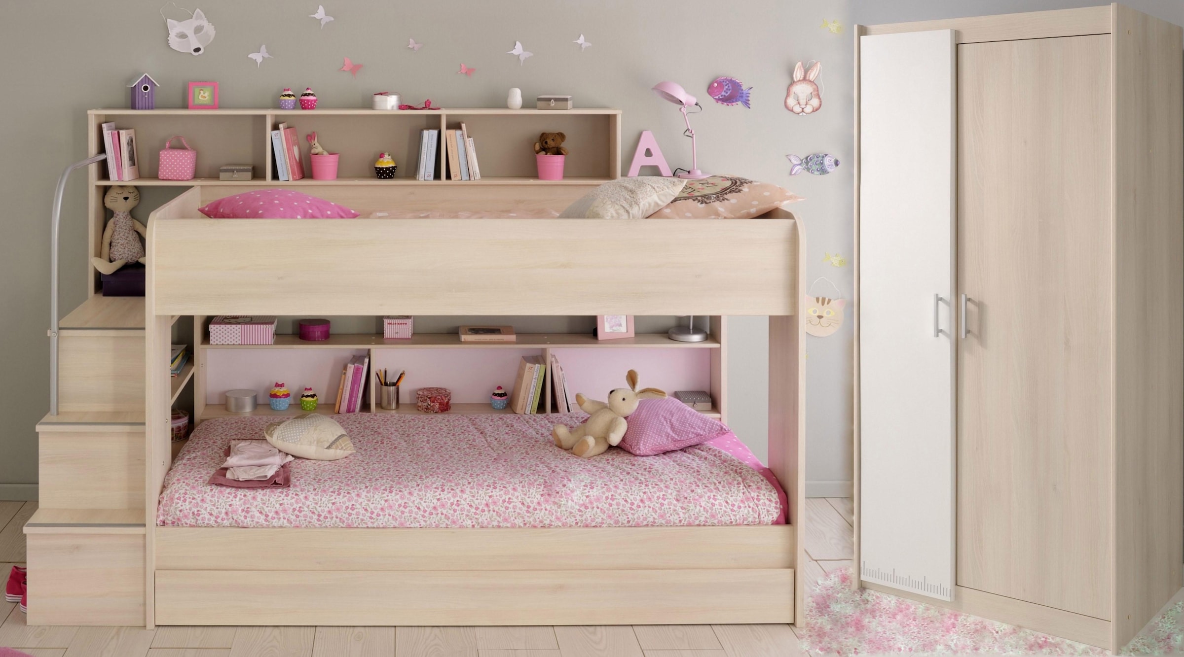 Parisot Jugendzimmer-Set »Bibop«, (Set, 2 tlg., Etagenbett, Schrank)