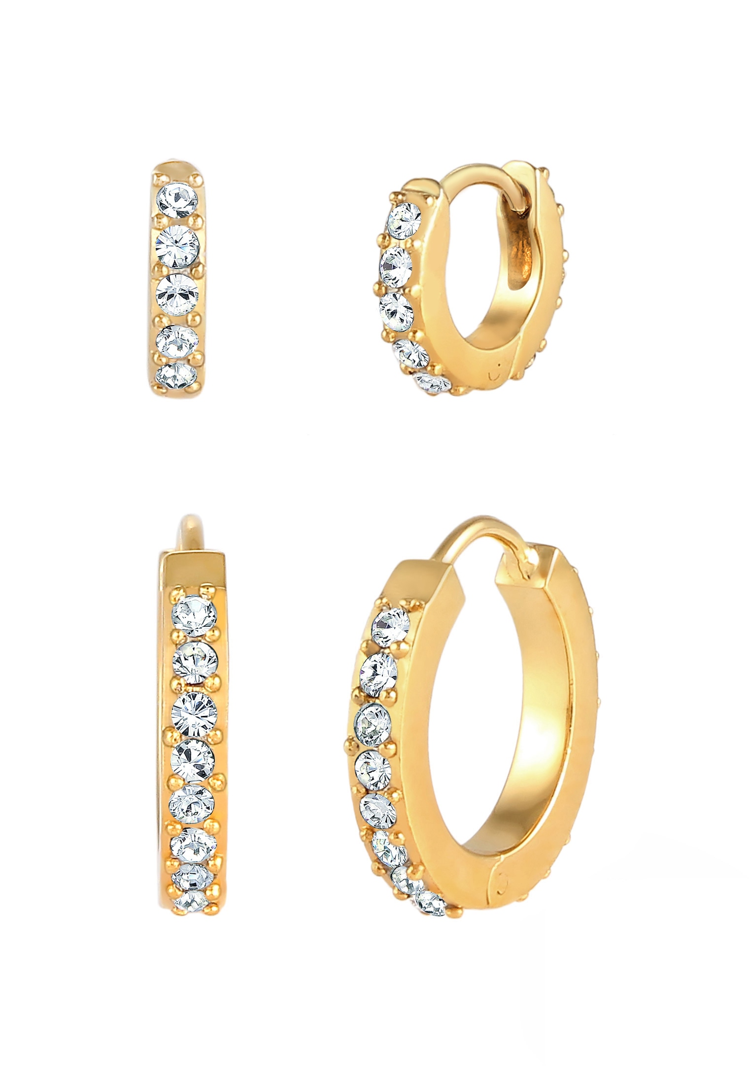 Elli Paar Creolen »Ohrringe Creolen 2er Set 925 Silber, mit Kristallen von Swarovski®«