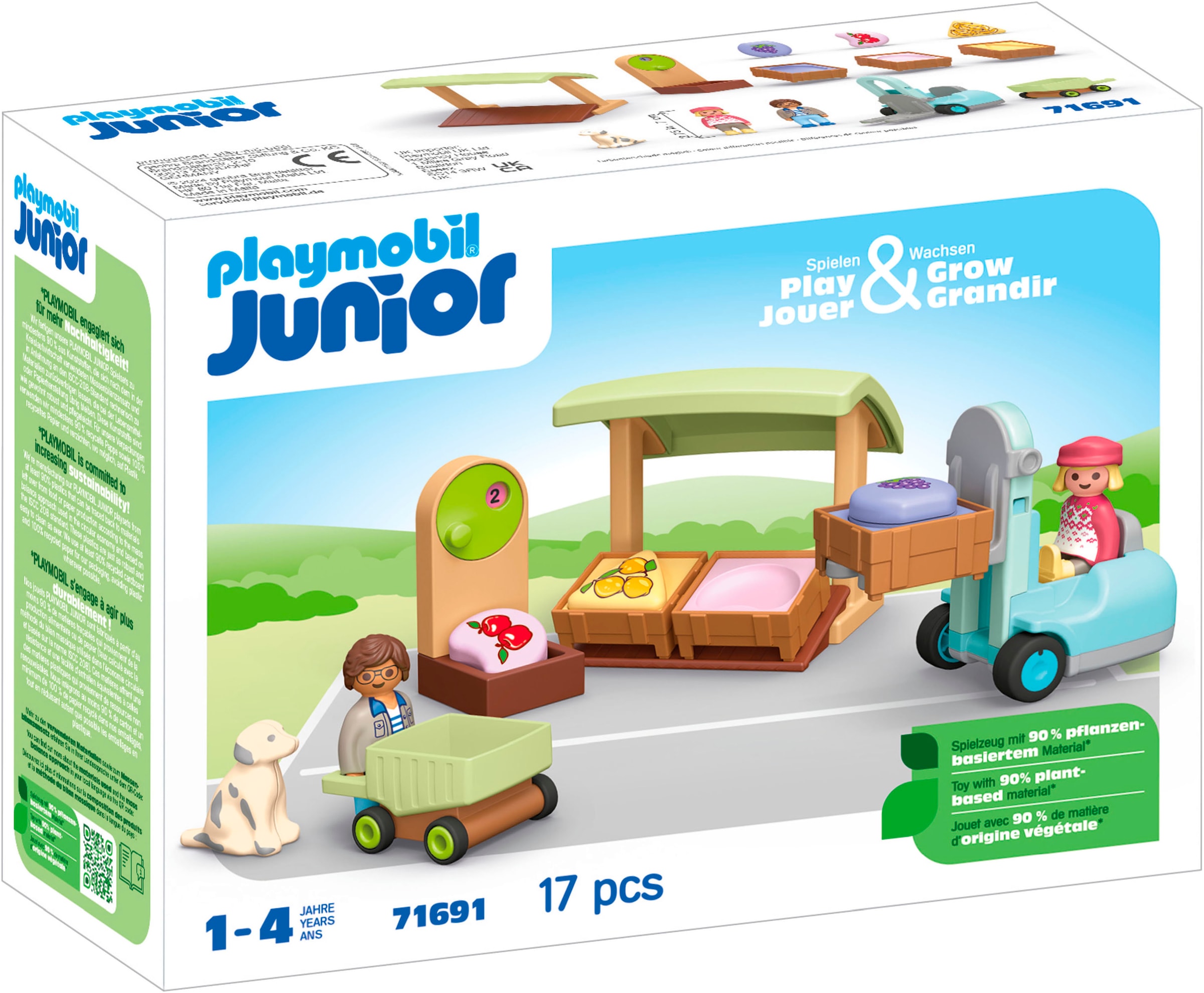 Konstruktions-Spielset »Bio-Marktstand & Gabelstapler (71691), JUNIOR«, (17 St.), Made...