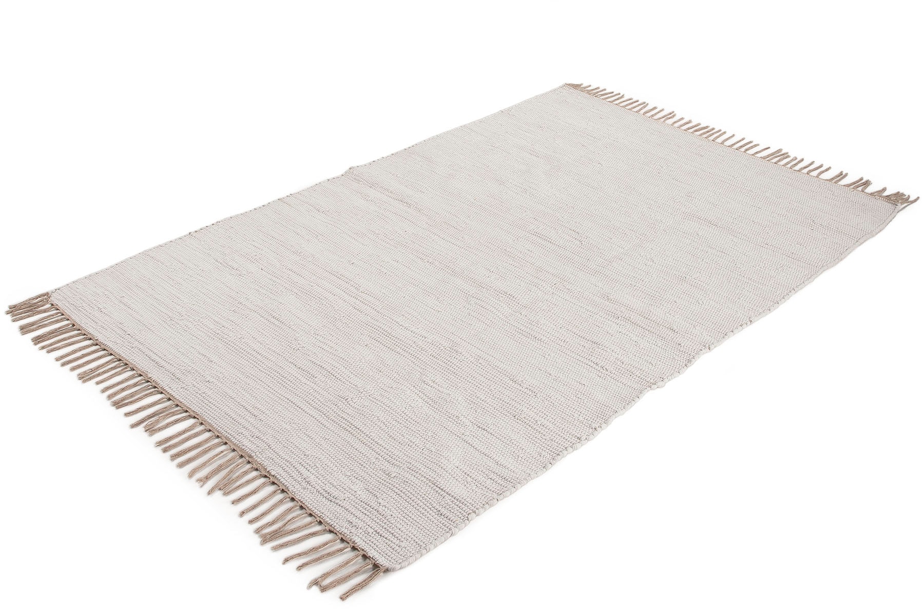 carpetfine Teppich »Kelim Chindi uni, auch als Läufer«, rechteckig, 5 mm Höhe, Wendeteppich, reine Baumwolle, handgewebt, Uni-Farben, mit Fransen