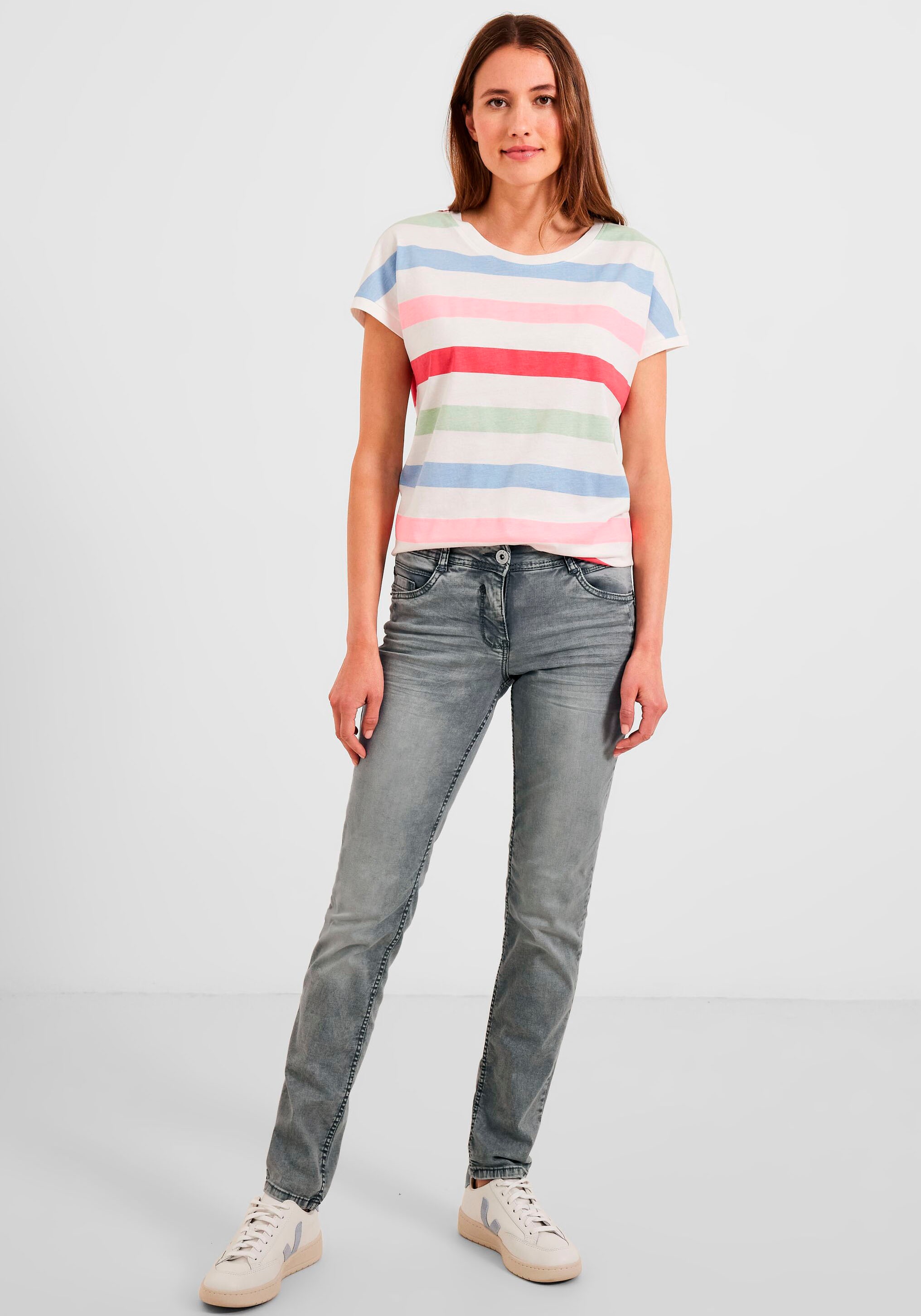 Cecil Slim-fit-Jeans »Style bei Scarlett Teilungsnähten Grey«, NOS und OTTO mit Zier- dezenten