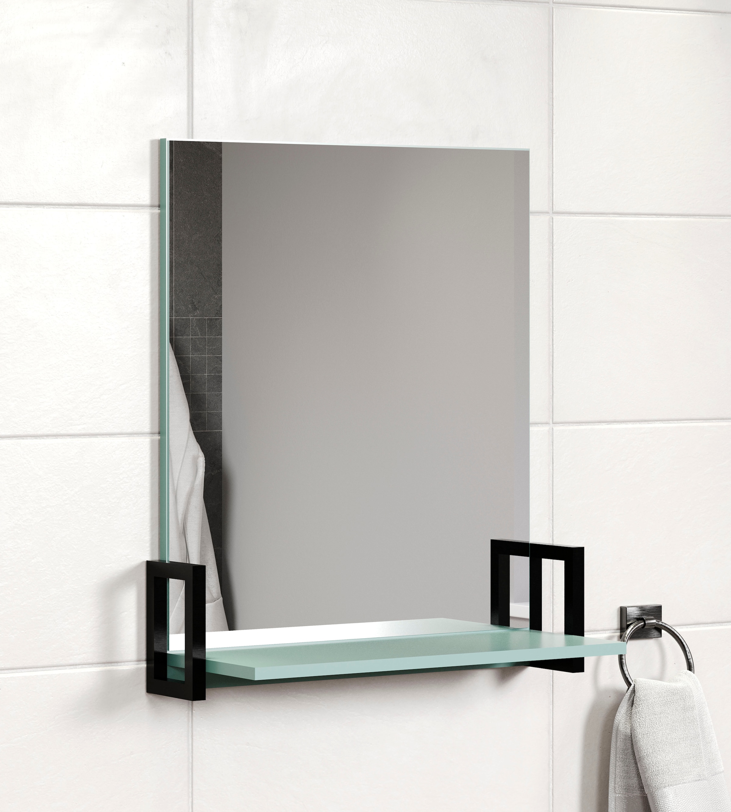 welltime Badspiegel »Malcesine« Badspiegel mit Ablage in Dunkeltürkis - Maße (B/T/H) 64/24/74 cm