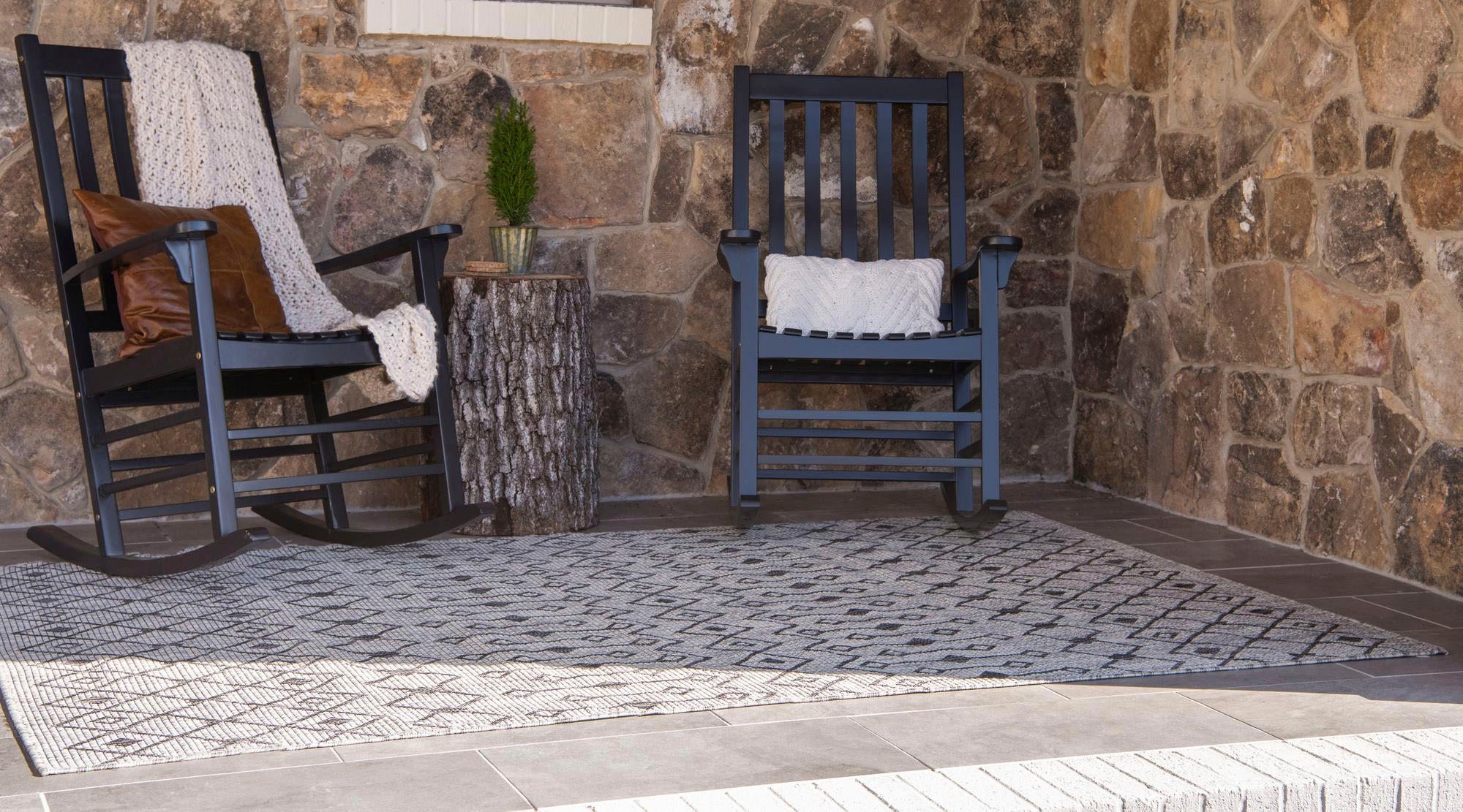 Myflair Möbel & Accessoires Teppich »Outdoor Crosses Lagerräumung«, rechteckig, 4 mm Höhe, Flachgewebe, Rauten Muster, In- und Outdoor geeignet
