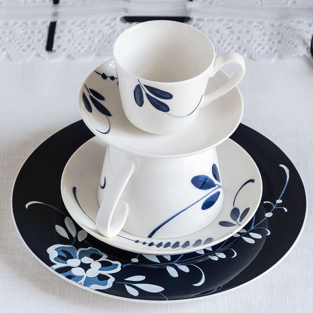 Villeroy & Boch Untertasse »Kaffee- / Teeuntertassen Vieux Luxembourg Brindille ø 14,8 cm 6er Set weiß-blau«