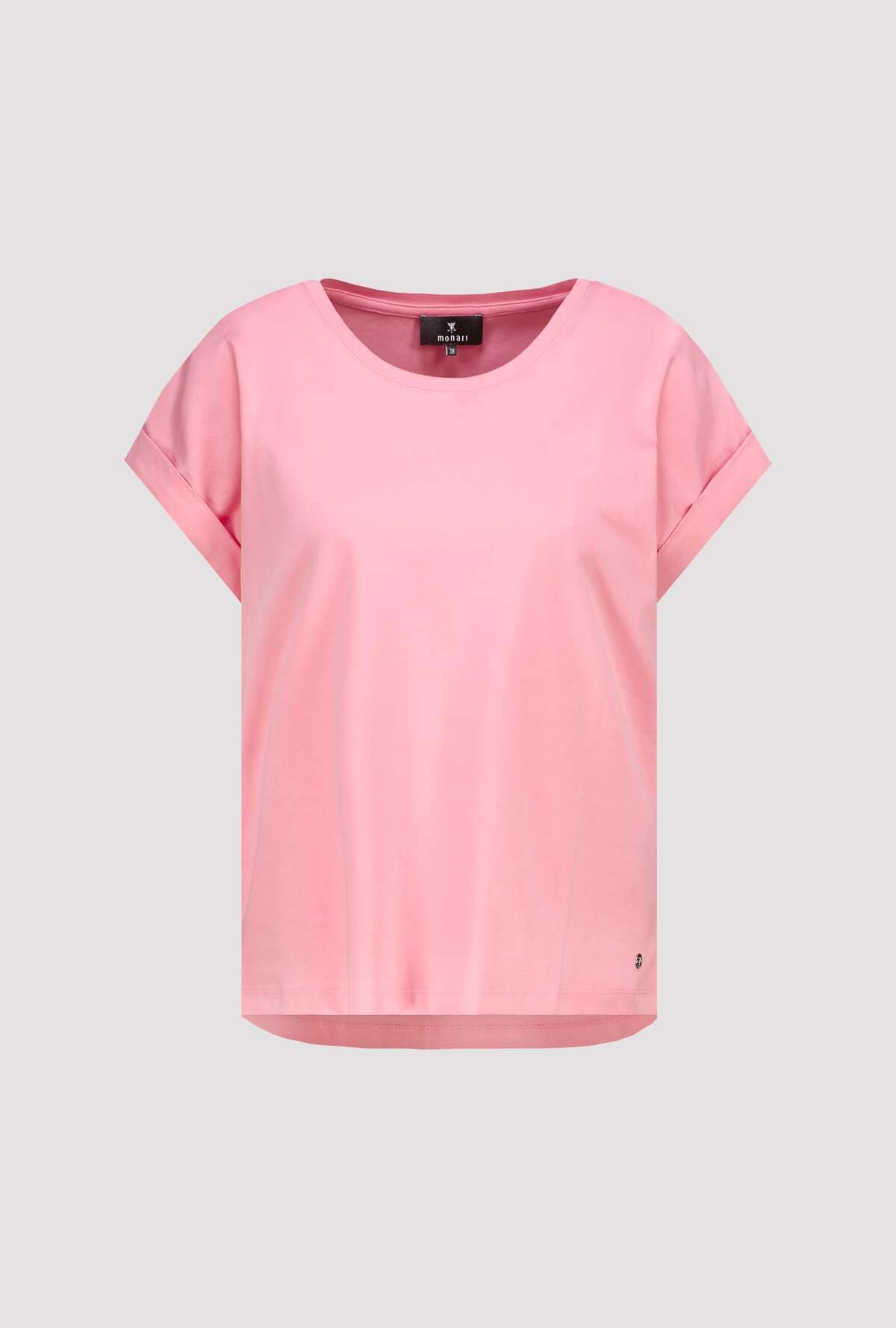 Monari T-Shirt »Pima uni« Rundhalsausschnitt, reine Baumwolle, Kurzarm mit Aufschlag