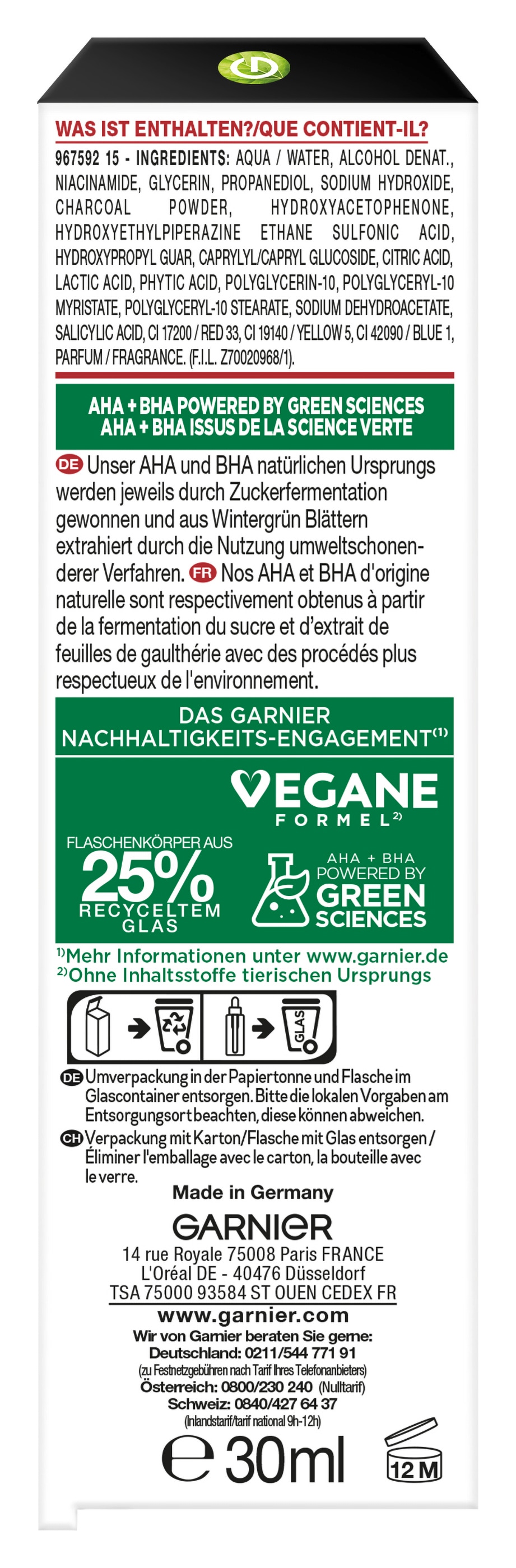 GARNIER Gesichtsserum »Hautklar Anti-Unreinheiten Serum« mildert Unreinheiten, erneuert Haut, sorgt für glatte Haut
