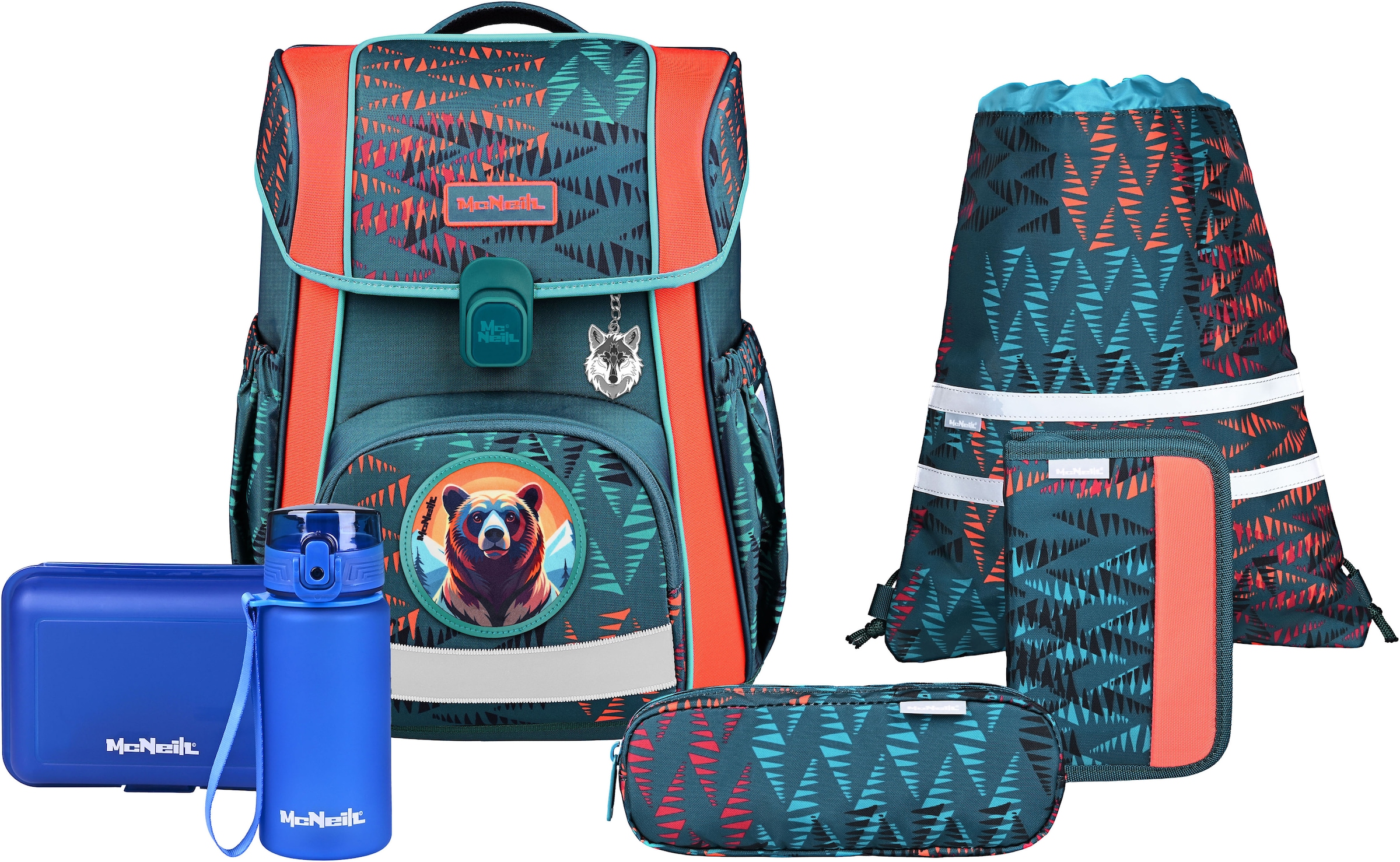 McNeill Schulranzen »Bravo, inkl. Etui, Turnbeutel,« Reflektierende Streifen auf den Schultergurten;Retroreflektierende Flächen