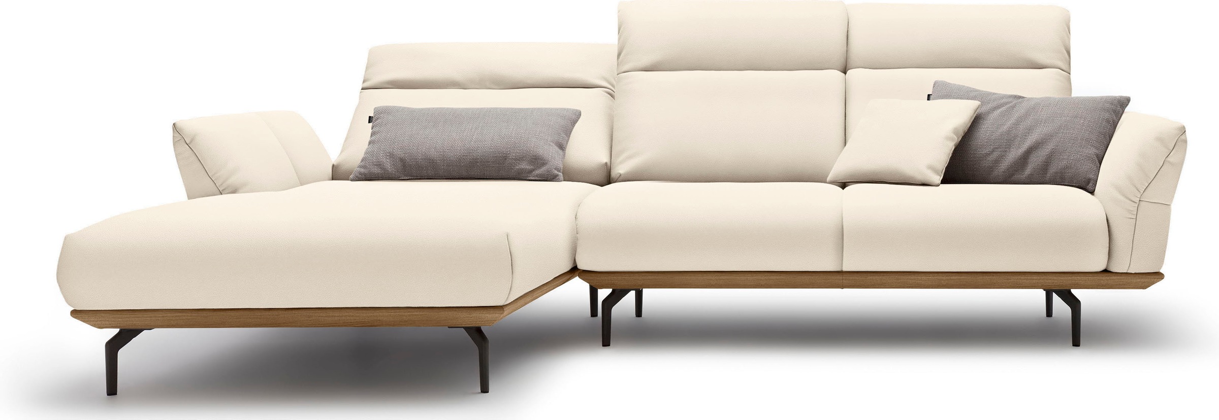 Creation BY ROLF BENZ Ecksofa »CR.460«, Sockel in Nussbaum, Winkelfüße in Umbragrau, Breite 298 cm