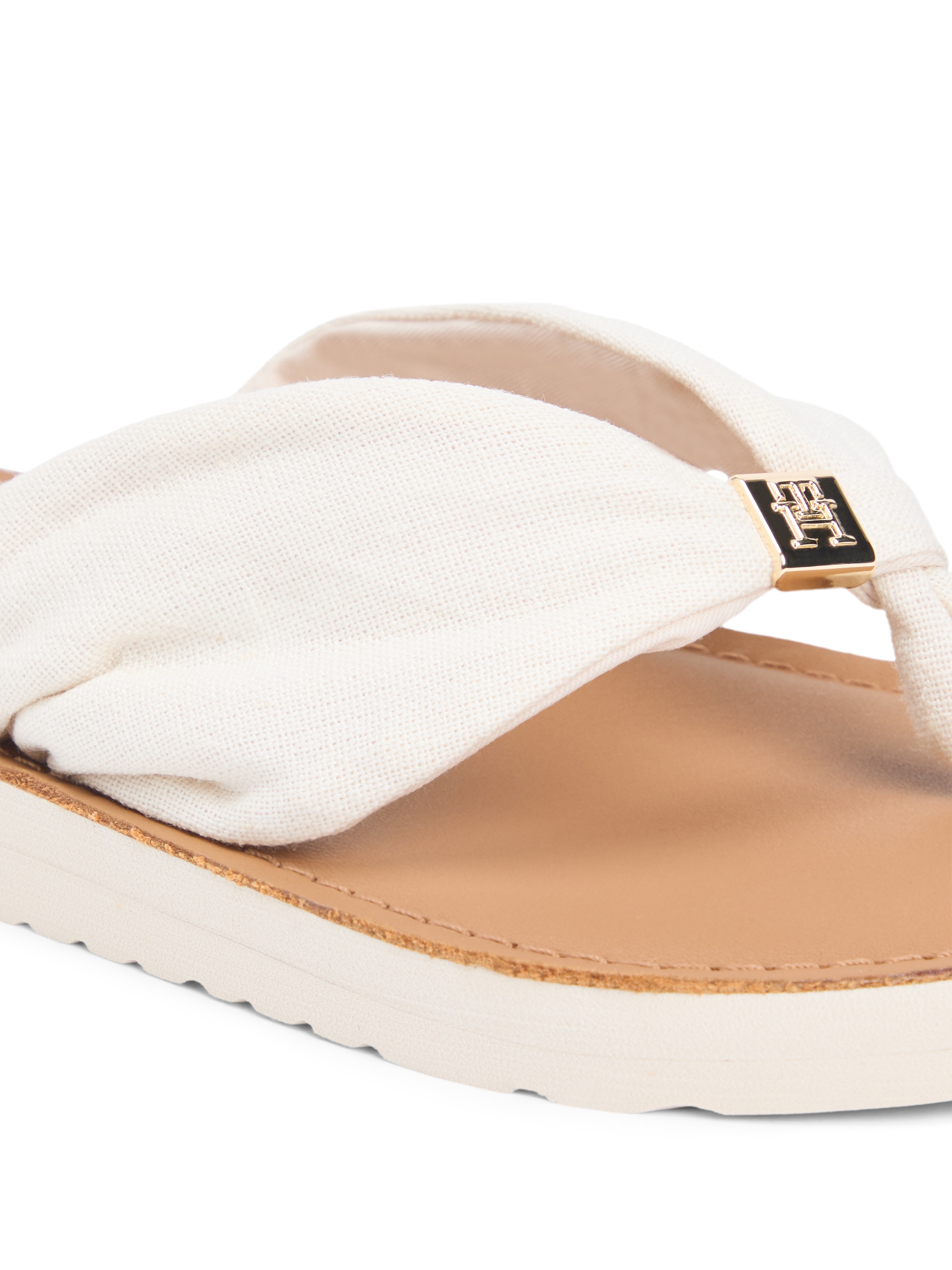 Tommy Hilfiger Zehentrenner »TH LTR FOOTBED SUMMER SANDAL«  Sommerschuh, Strandschuh, Dianette, Flat mit Logoemblem