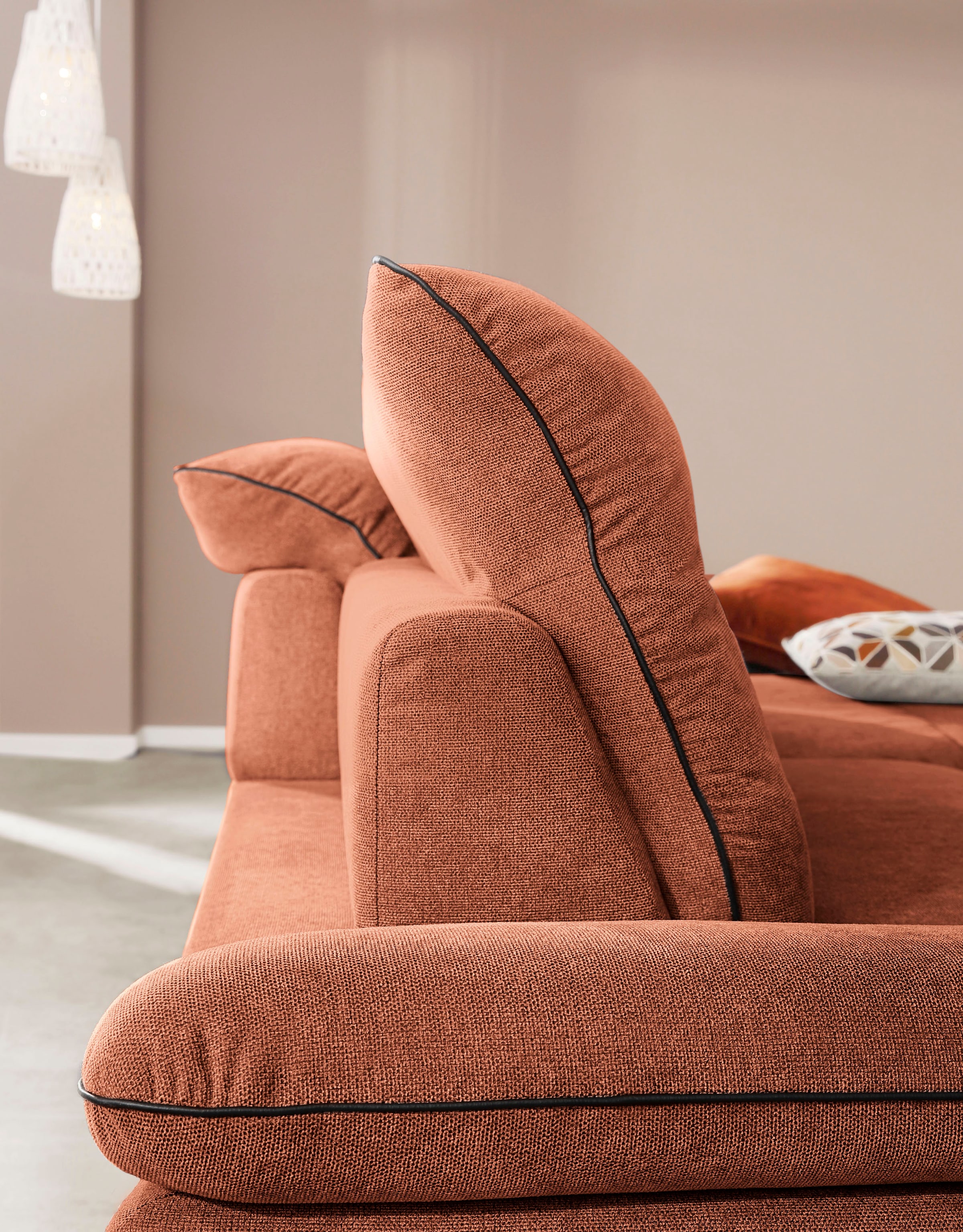 W.SCHILLIG Ecksofa »enjoy&MORE«, in Living coral, Füße schwarz pulverbeschichtet, Breite 294 cm