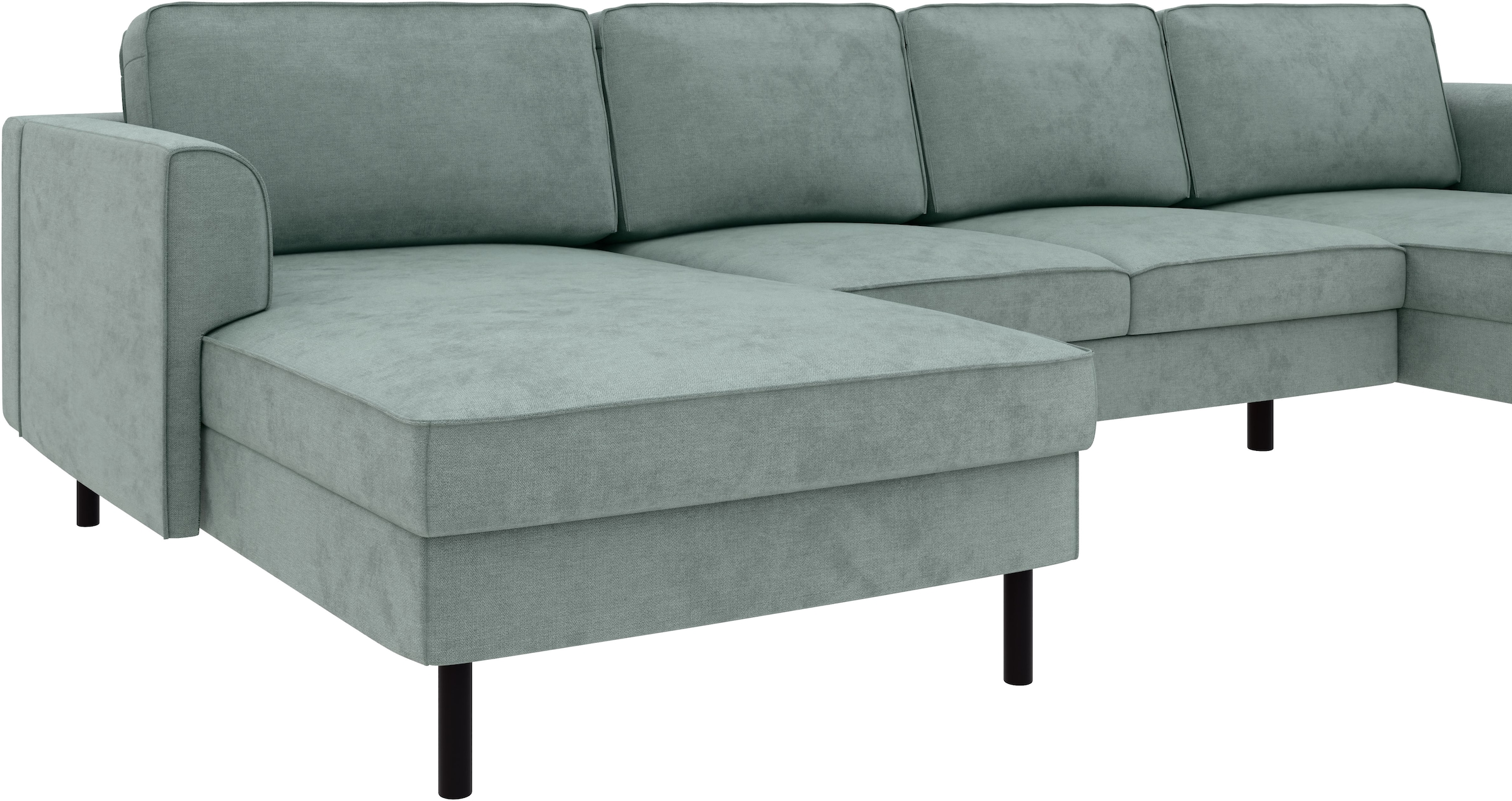 Home affaire Wohnlandschaft »Booster II, whlw. mit Schlaffunktion & Bettkasten, Fuß schwarz« Sofa in U-Form, Breite 305 cm, in Cord oder Struktur LEO o. LINO