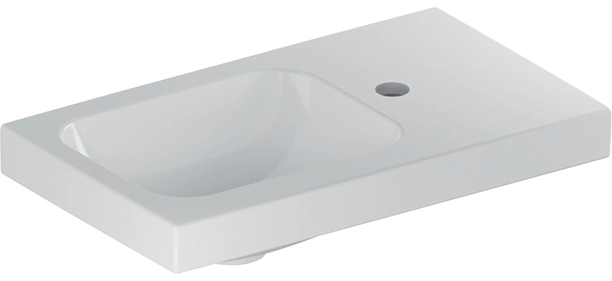 GEBERIT Waschbecken »Icon Light«, (1 St.), 53x31cm Ablg./Hl. re, ohne ÜL, weiß, KeraTect, Mit KeraTect Beschichtung
