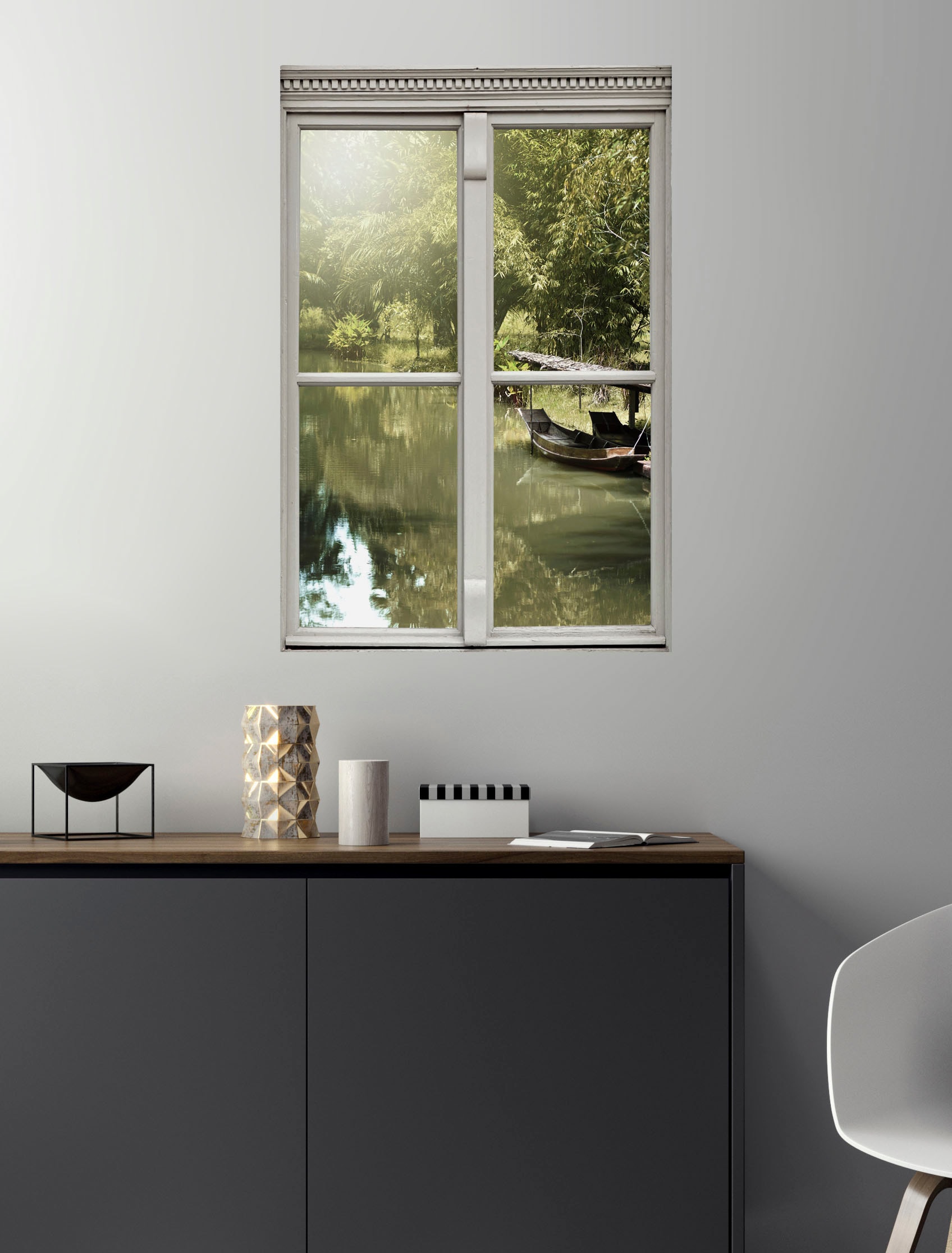 queence Wandsticker »Fluss« Wandsticker, Wandbild, selbstklebend, 3D, Fenster