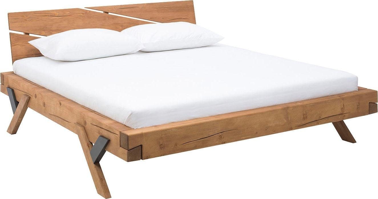 SalesFever Massivholzbett »Eik Naturbelassenes Bett« Urige Eleganz trifft moderne Formen - Unikat-Balkenbett