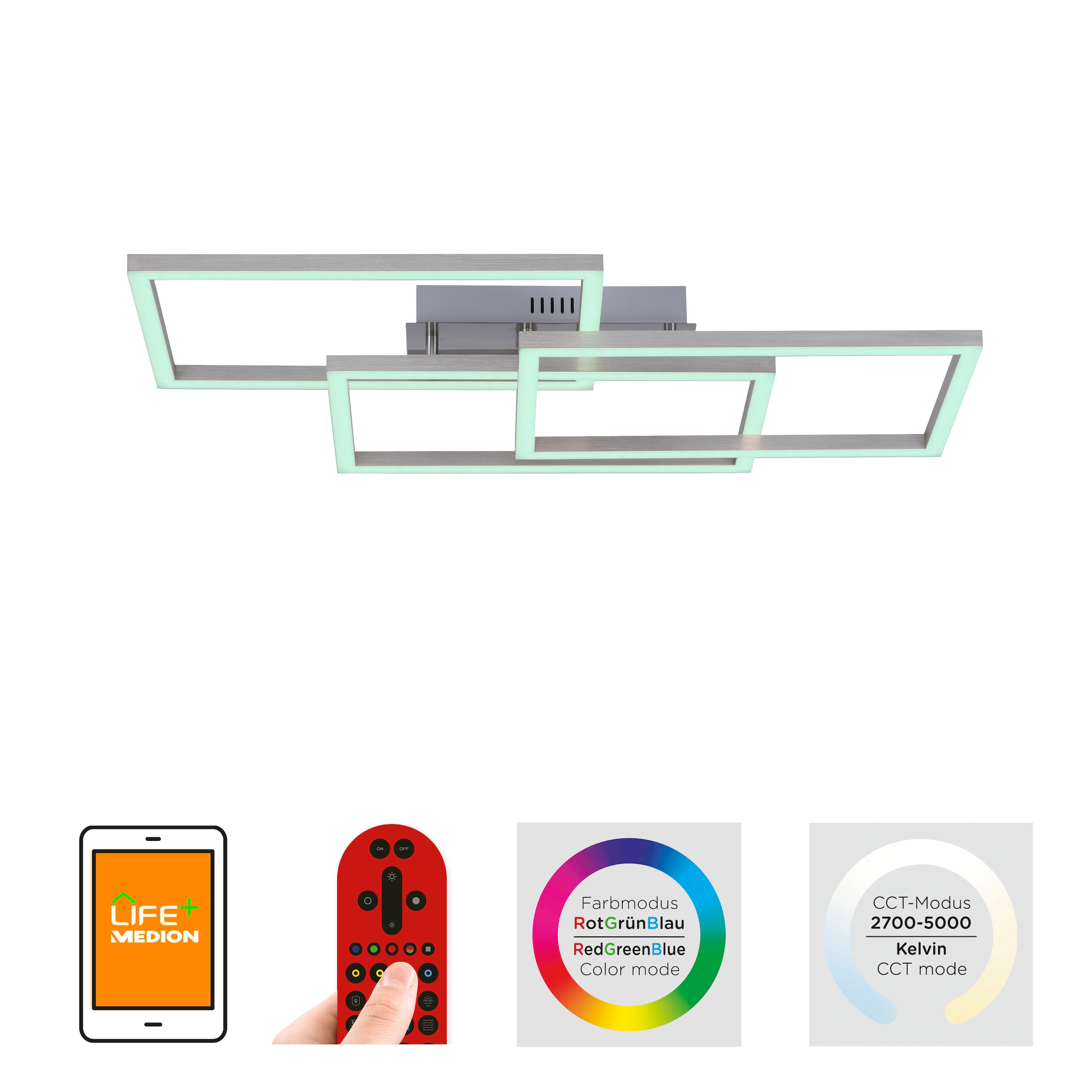JUST LIGHT Deckenleuchte »Ls-MAXI«, 3 flammig-flammig, RGB+tunable white, Infrarot  inkl., Fernbedienung, Smarthome fähig online bei OTTO | Deckenlampen