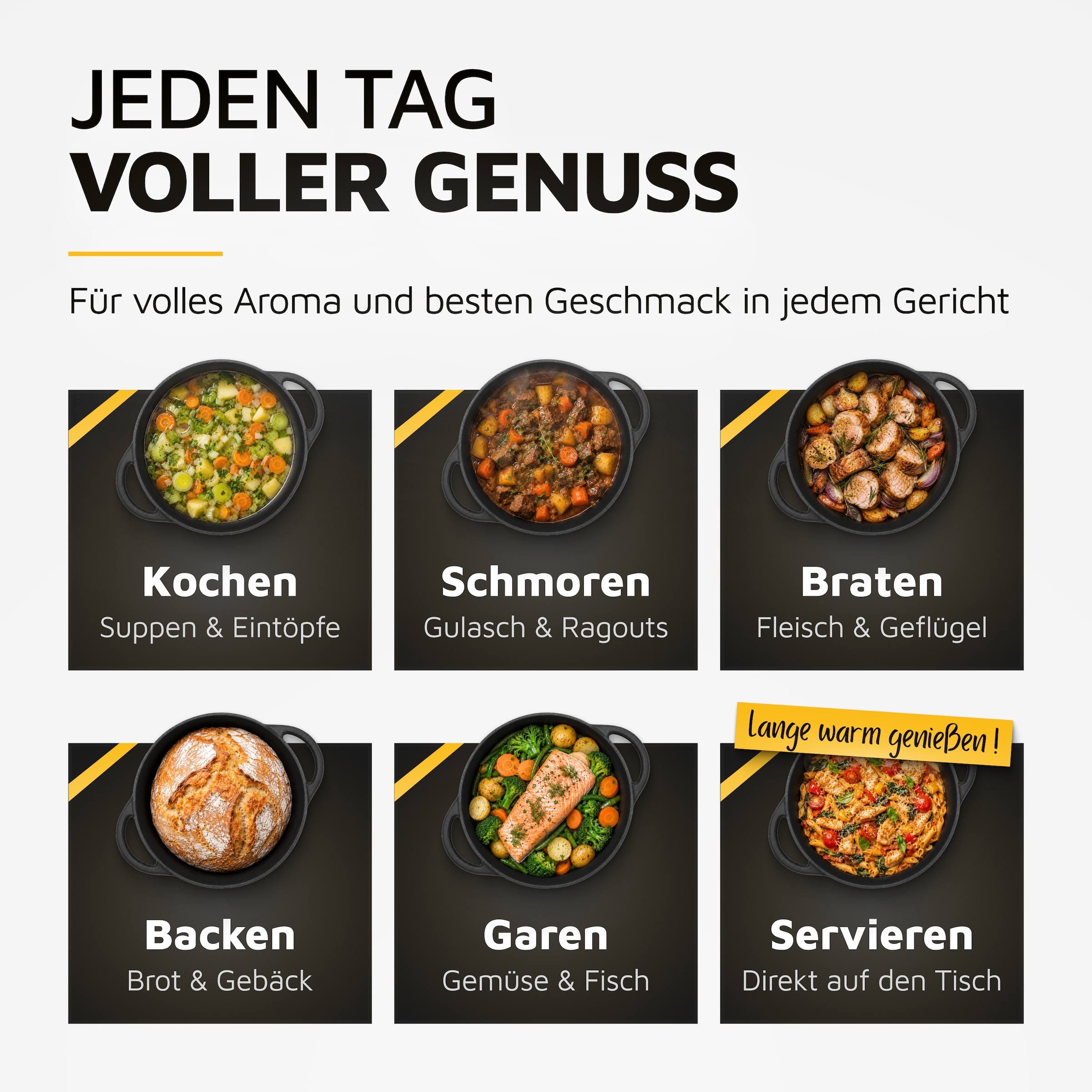 Krüger Fleischtopf »Eisenguss Fleischtopf mit Deckel RUSTICA« 1 Stk. tlg. Gusseisen