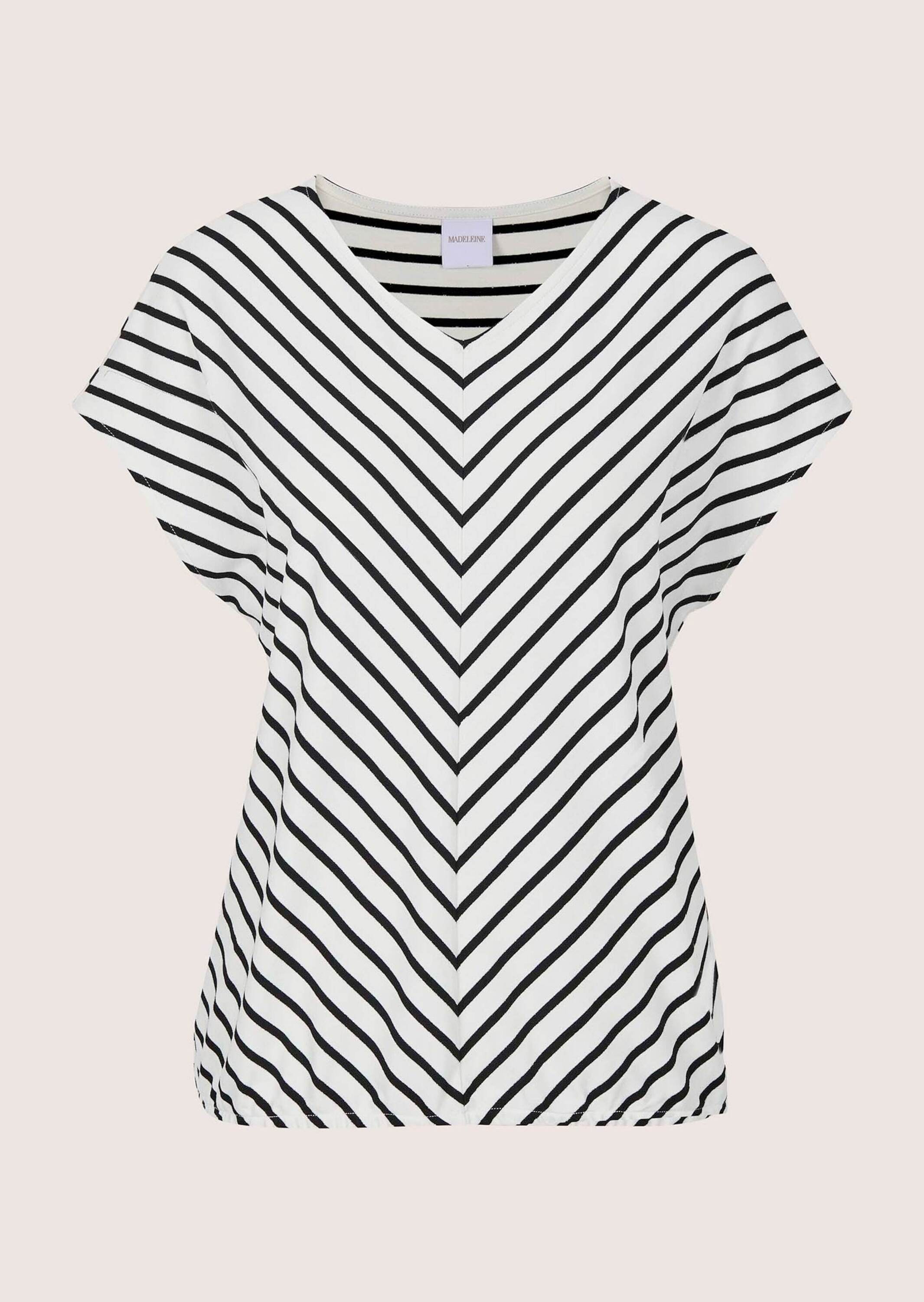 MADELEINE Kurzarmshirt »Blusenshirt Glanzshirt mit Streifenmuster« Diagonale Streifen