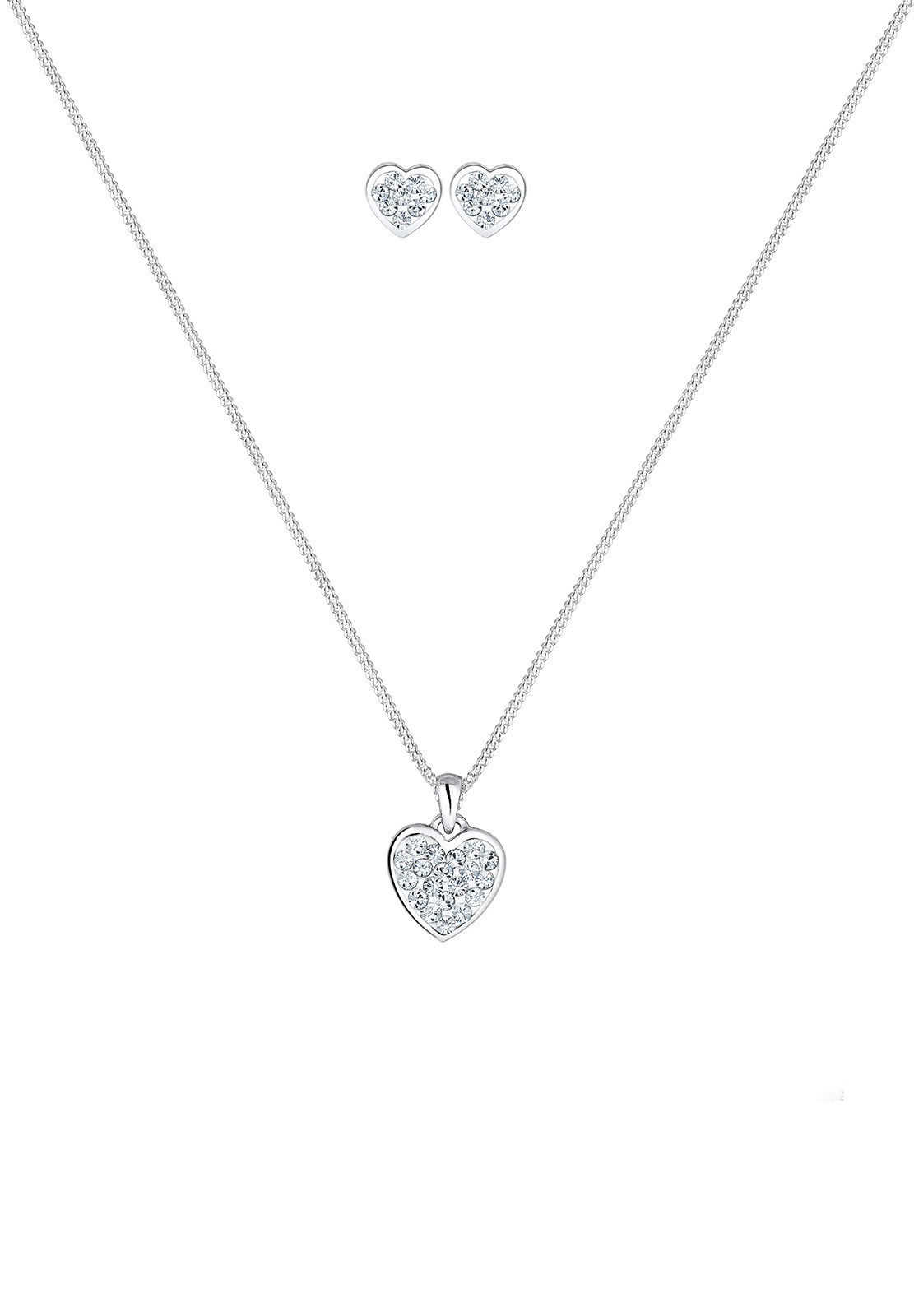 Elli Ohrring und Ketten Set »Schmuckset Herz Weiß 925 Sterling Silber, mit Kristallen von Swarovski®«