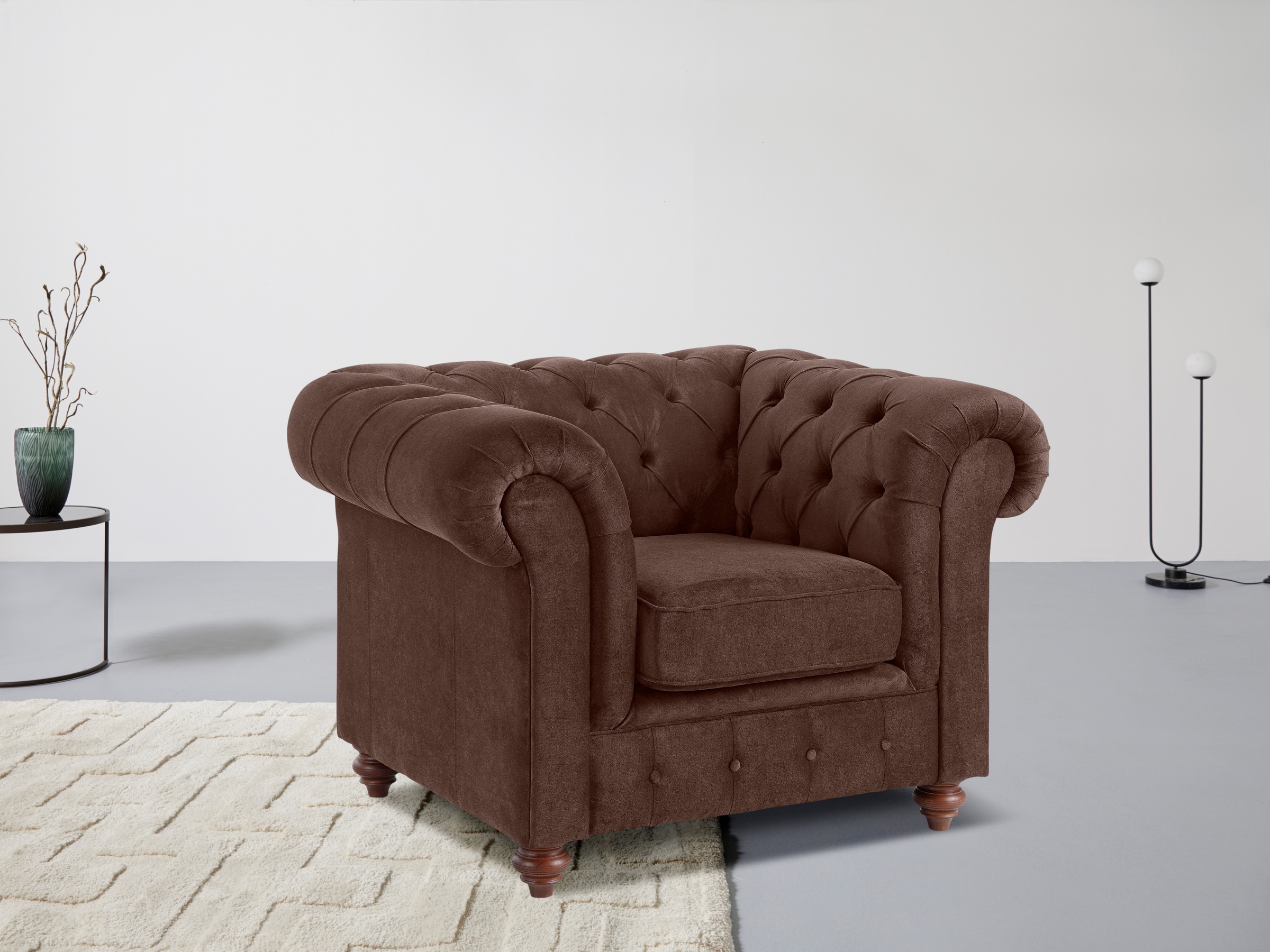 Home affaire Sessel »Chesterfield B/T/H: 105/69/74 cm«, mit hochwertiger Knopfheftung, auch in Leder