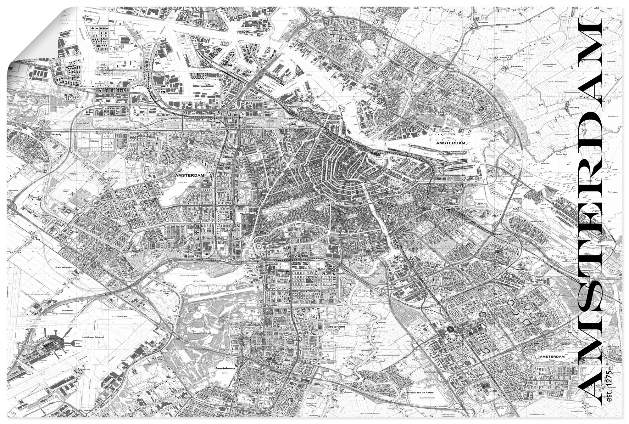 versch. oder als Artland St.), Niederlande, Karte »Amsterdam Größen Leinwandbild, (1 Wandbild in Straßen OTTO Poster Alubild, Karte«, Wandaufkleber bei