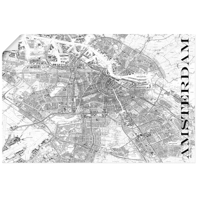 Artland Wandbild »Amsterdam Karte Straßen Karte«, Niederlande, (1 St.), als  Alubild, Leinwandbild, Wandaufkleber oder Poster in versch. Größen bei OTTO
