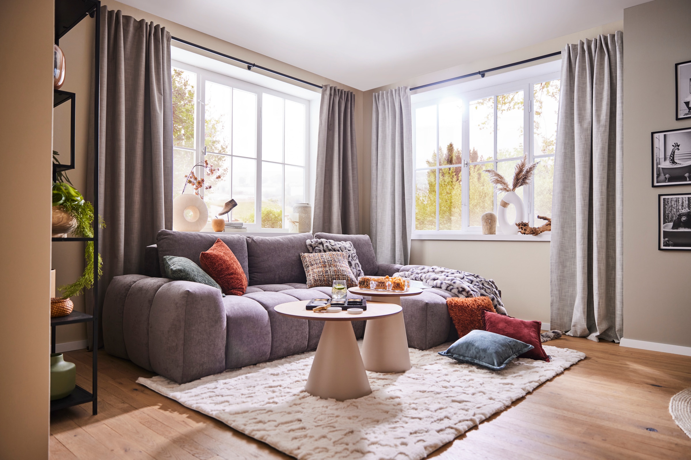 INOSIGN Ecksofa »AZITA klein optionale Schlafsofa mit Bettkasten, B/T/H: 270/166,5/84cm«, L-Form mit Wellenunterfederung, Bubble-Optik