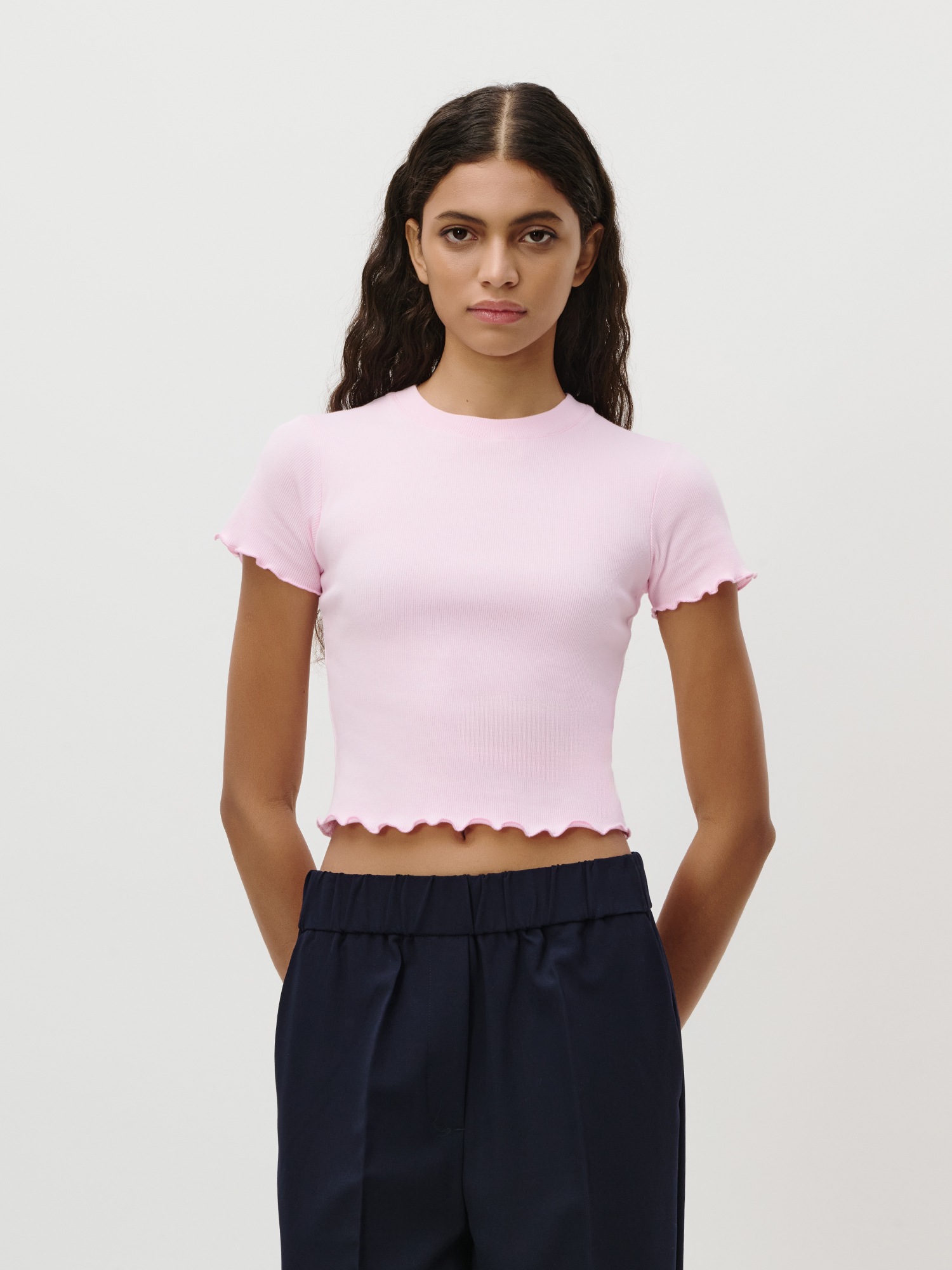 LeGer T-Shirt »Teresa, LeGer by Lena Gercke« mit Rippstruktur, kurze Form, slim fit