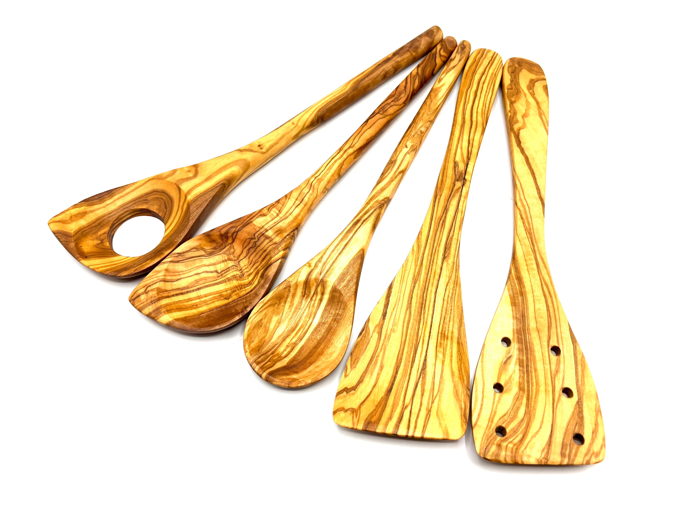 Olivenholz-Erleben Kochbesteck-Set »aus naturbelassenem Olivenholz« Schonend zu Pfannen & Töpfen in braun, Größe 0