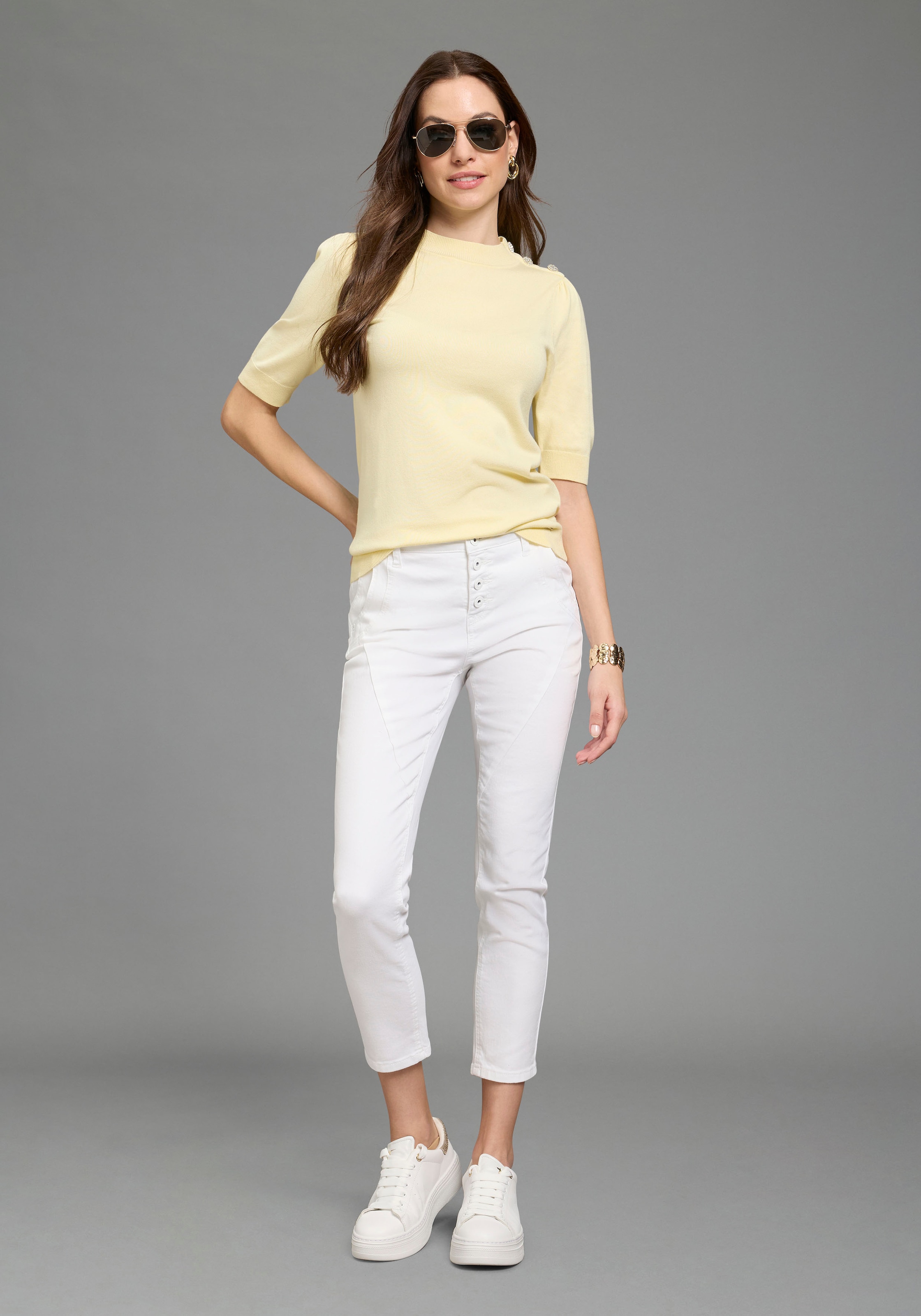 Bruno Banani 7/8-Jeans Skinny Fit, extra enger Beinverlauf, 7/8-Länge, mit Knopfleiste