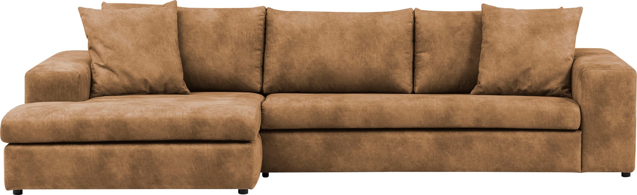 andas Ecksofa »SLEETLAND XXL in Samtvelours oder Vintage-Leder-Optik, L-Form,«, besonders groß und bequem