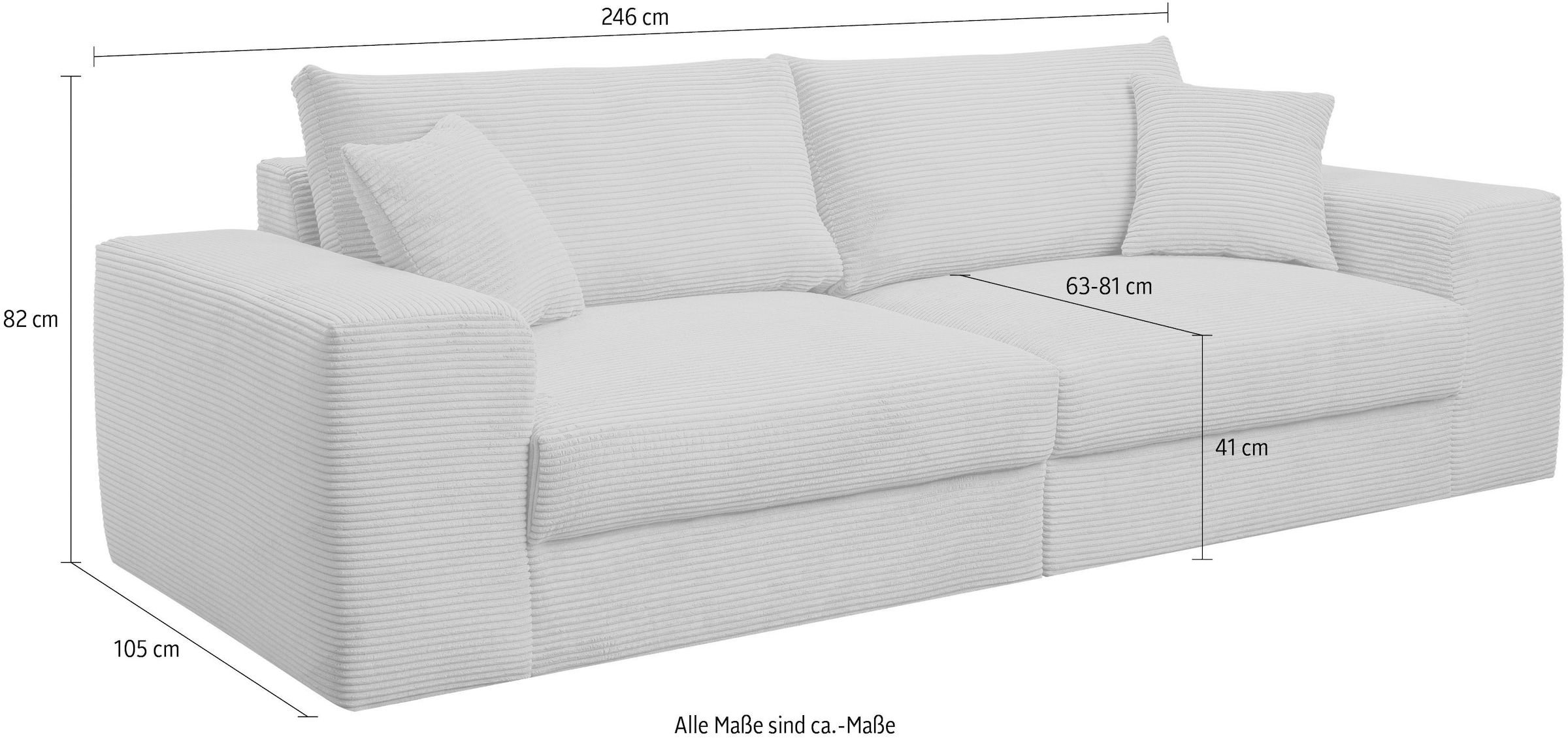 WERK2 Big-Sofa »Rozzana 246 cm breit Mega Sofa mit viel Platz« Cord