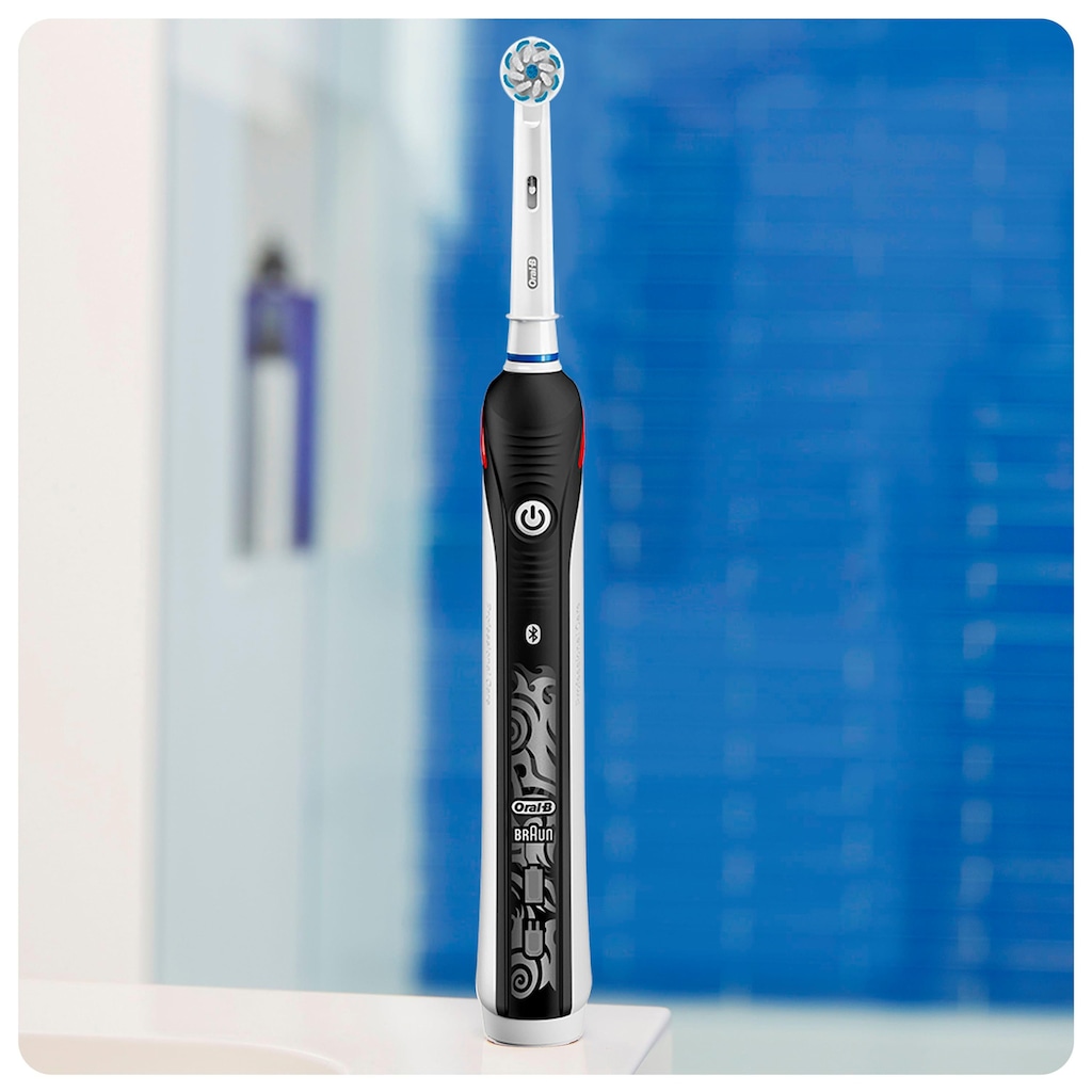 Oral-B Elektrische Zahnbürste »Teen Black«, 2 St. Aufsteckbürsten, mit visueller Andruckkontrolle