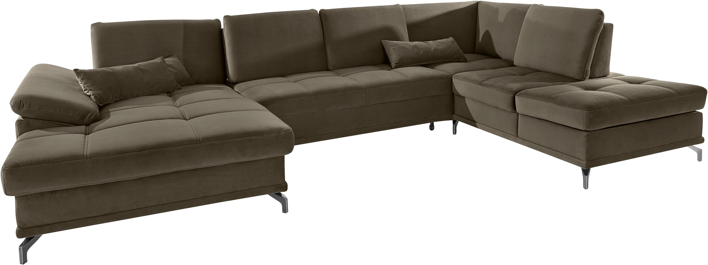 Places of Style Wohnlandschaft »Costello U-Form, mit Sitztiefenverstellung, Armteilverstellung und«, 3 Nierenkissen, optional Bettfunktion und Bettkasten