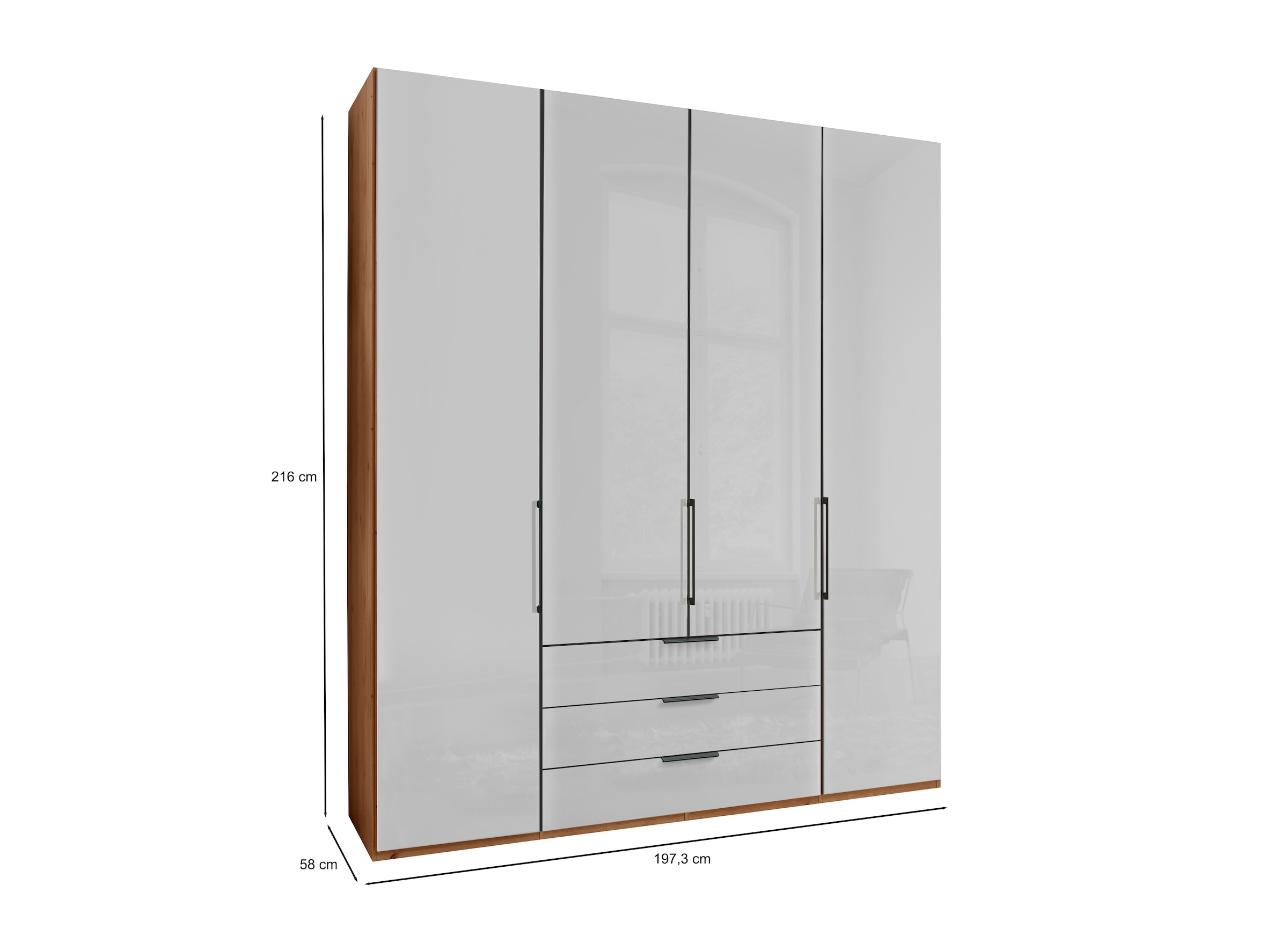 WIEMANN Falttürenschrank »Monaco« mit Glasfront sowie hochwertigen Beschlägen