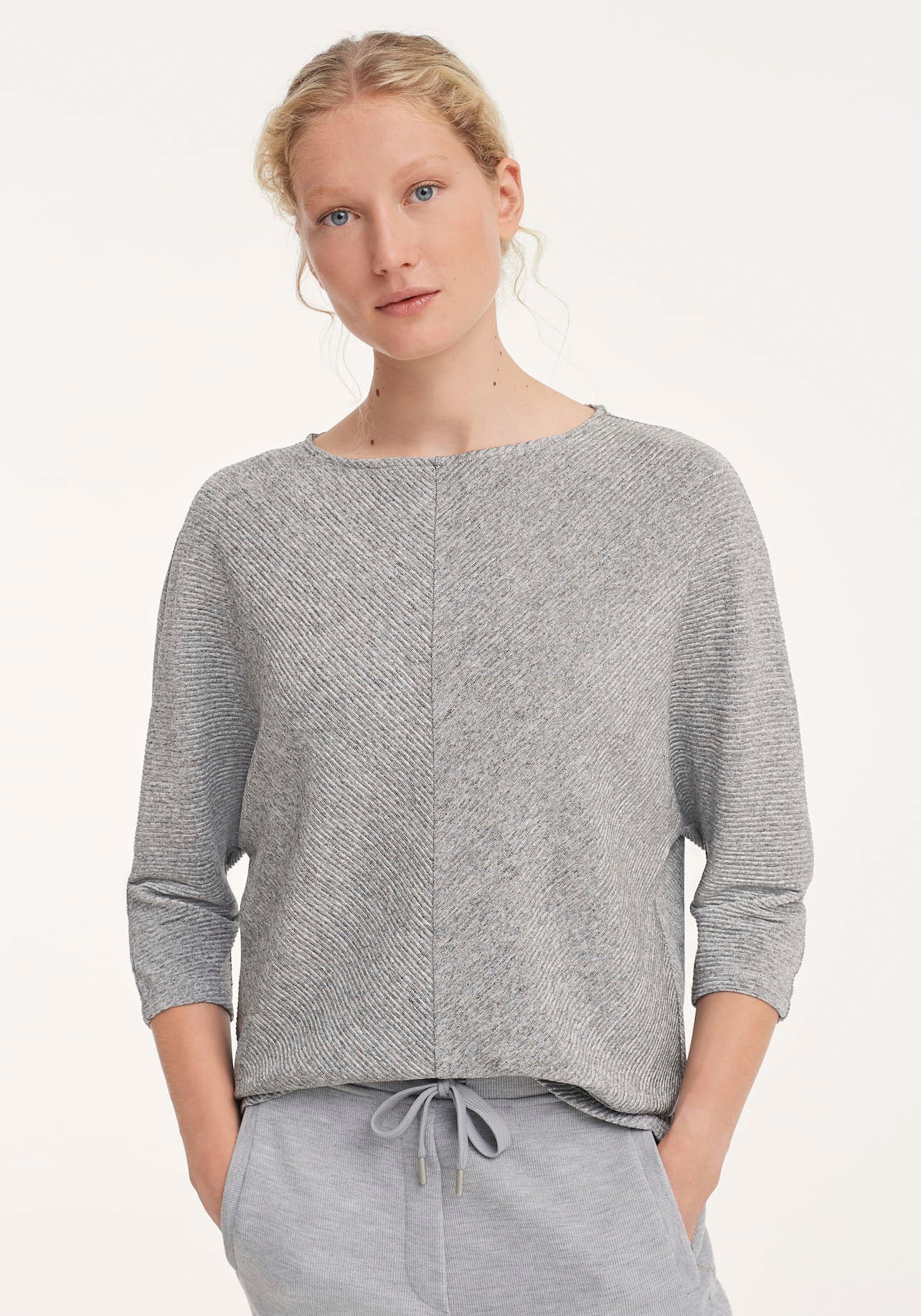 OPUS 3/4-Arm-Shirt »Saleni«, mit diagonaler Optik vorne