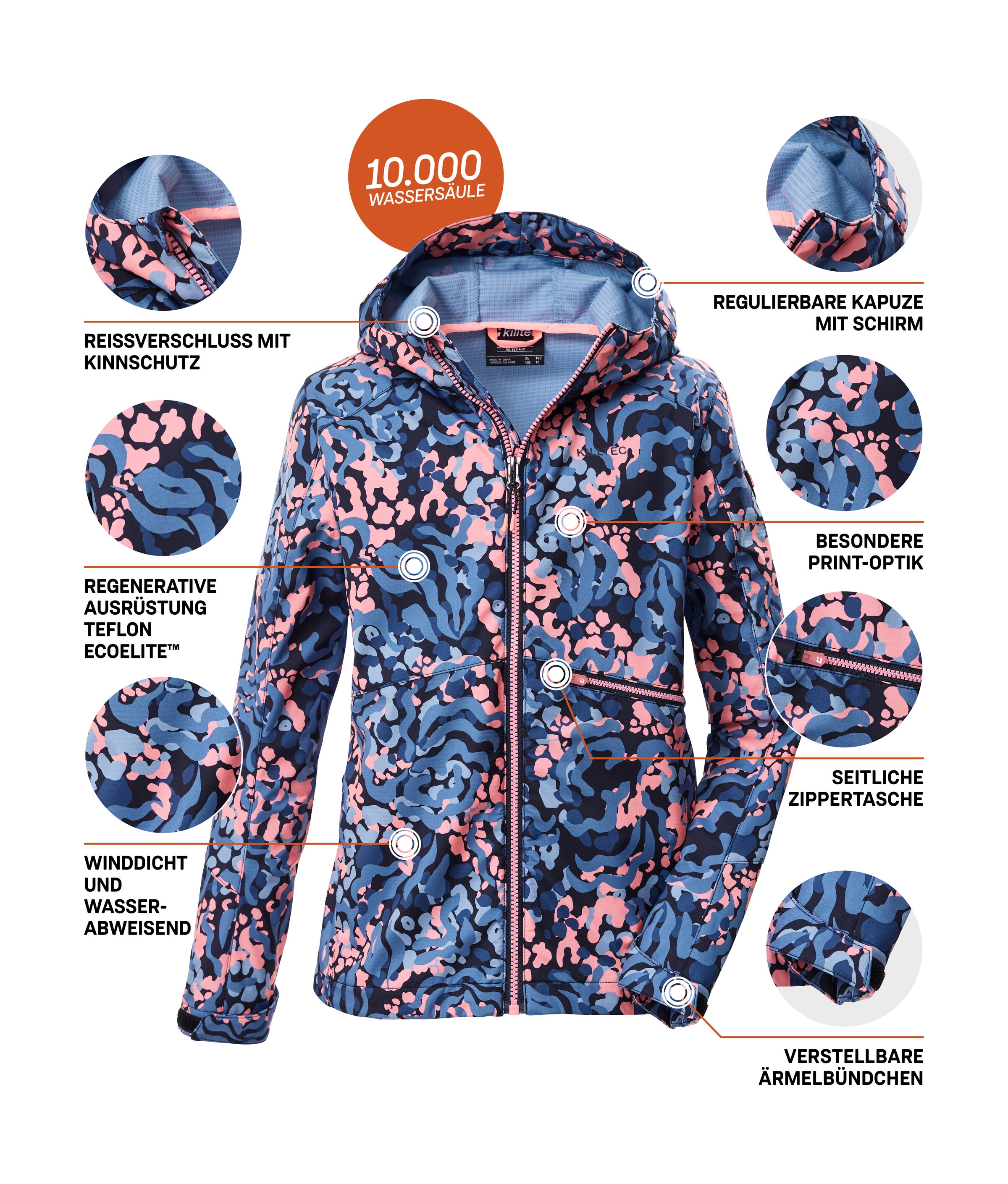 Killtec Softshelljacke »KOS 154 GRLS SFTSHLL JCKT« Wind- und wasserabweisende Kinderjacke mit buntem Print
