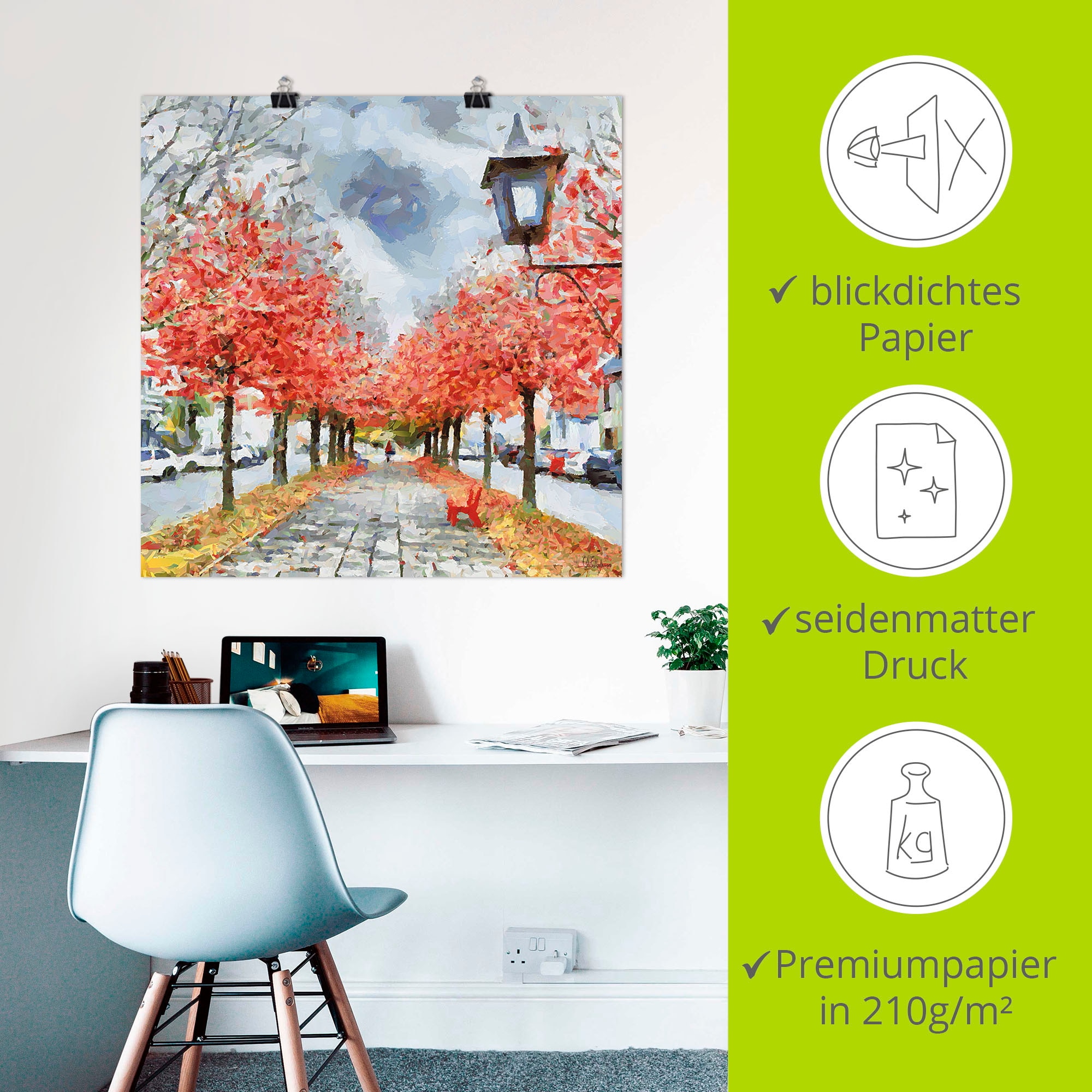 Artland Wandbild »Rote Bank« Wiesen & Baumbilder 1 Stk. tlg. als Leinwandbild, Poster in verschied. Größen