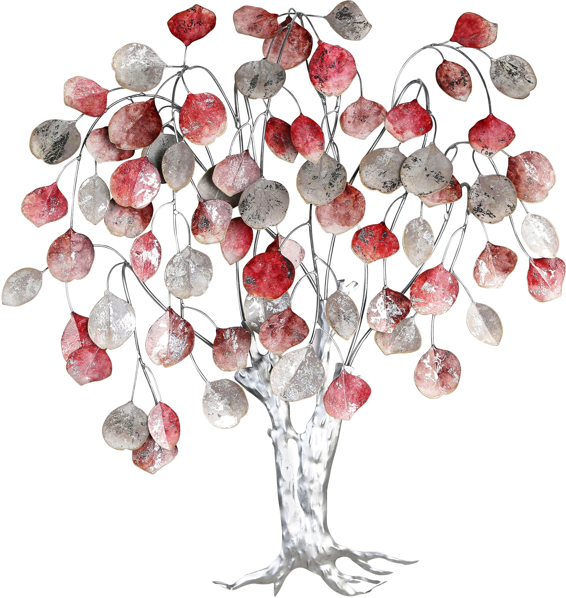 GILDE Wanddekoobjekt »Wandrelief Love Tree, rottöne/silber«, (1 St.), Wanddeko, Höhe 80 cm, aus Metall, Baum Form, dekorativ im Esszimmer & Wohnzimmer