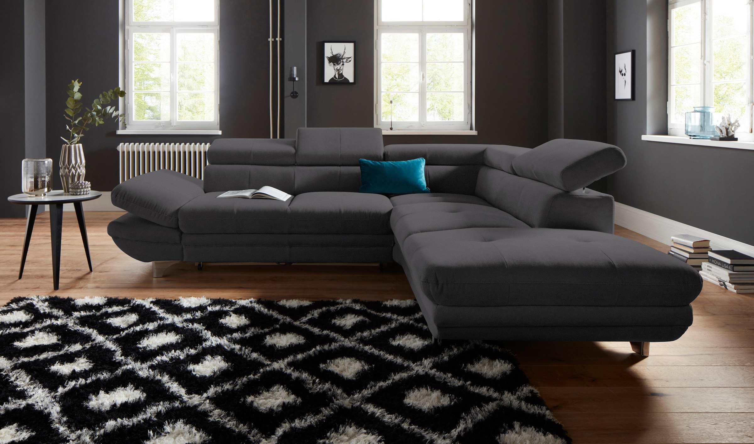COTTA Polstergarnitur »Enterprise L-Form«, (Set), Set bestehend aus: Ecksofa mit Arm- & Kopfteilverstellung & Hocker